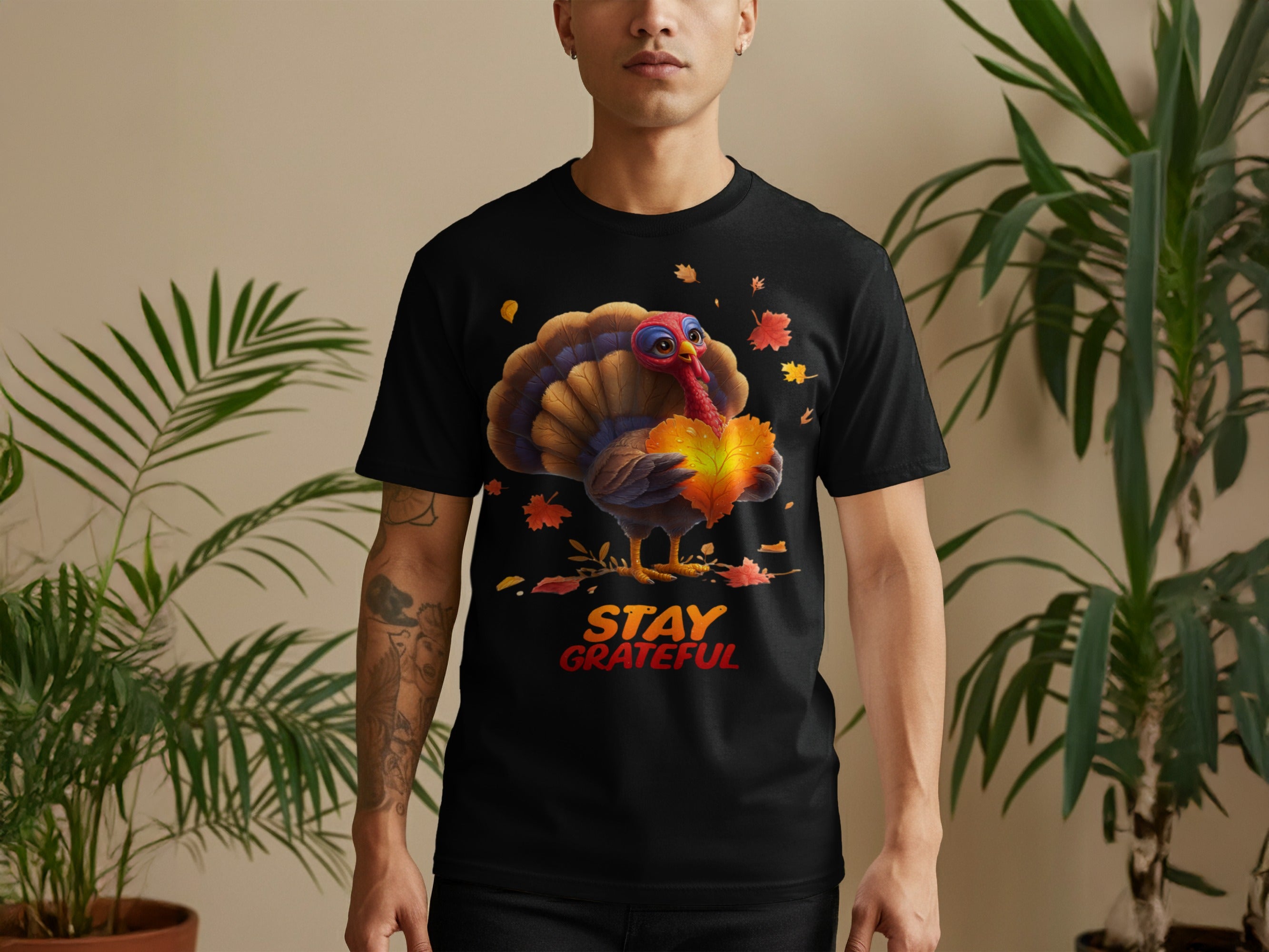 Stay Grateful Colorful Turkey Graphic Tee Product