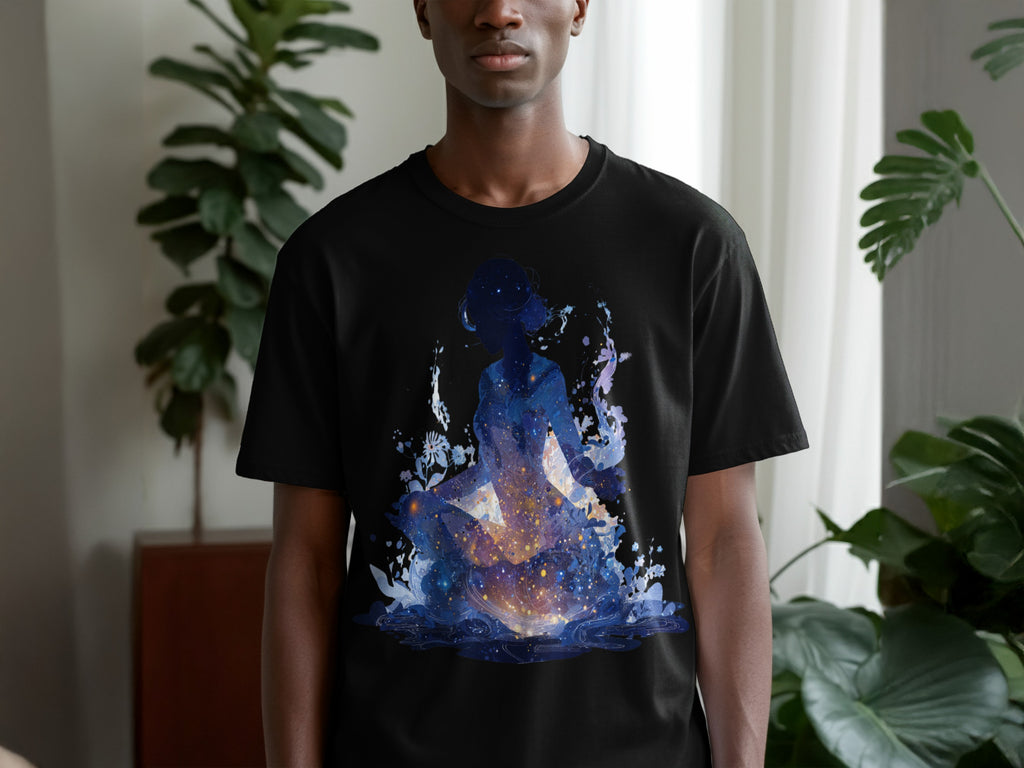 Celestial Meditation Design Black T-shirt for Sale