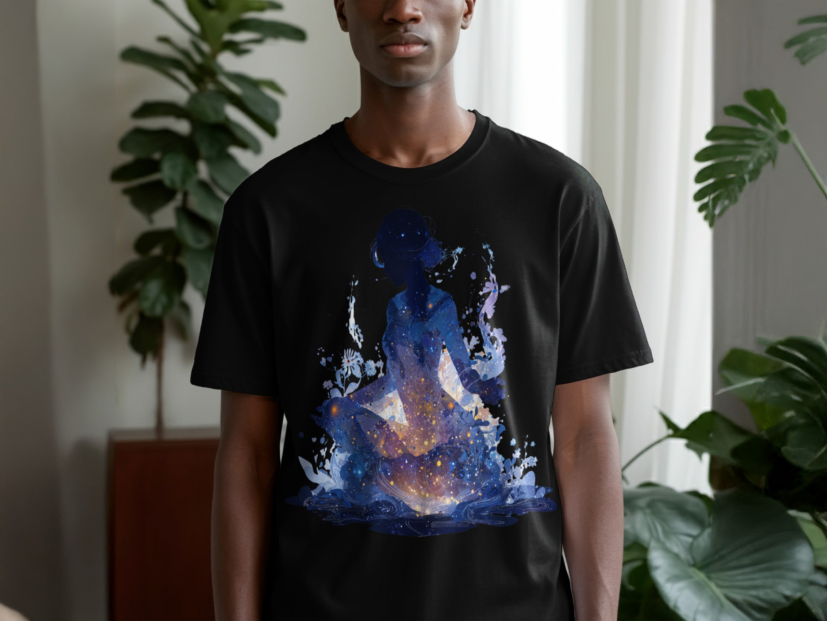 Celestial Meditation Design Black T-shirt for Sale