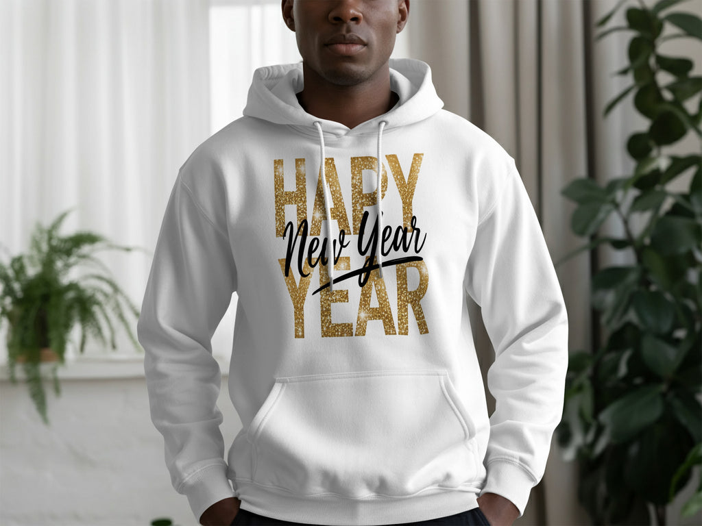 Happy New Year Glittery Graphic Hoodie