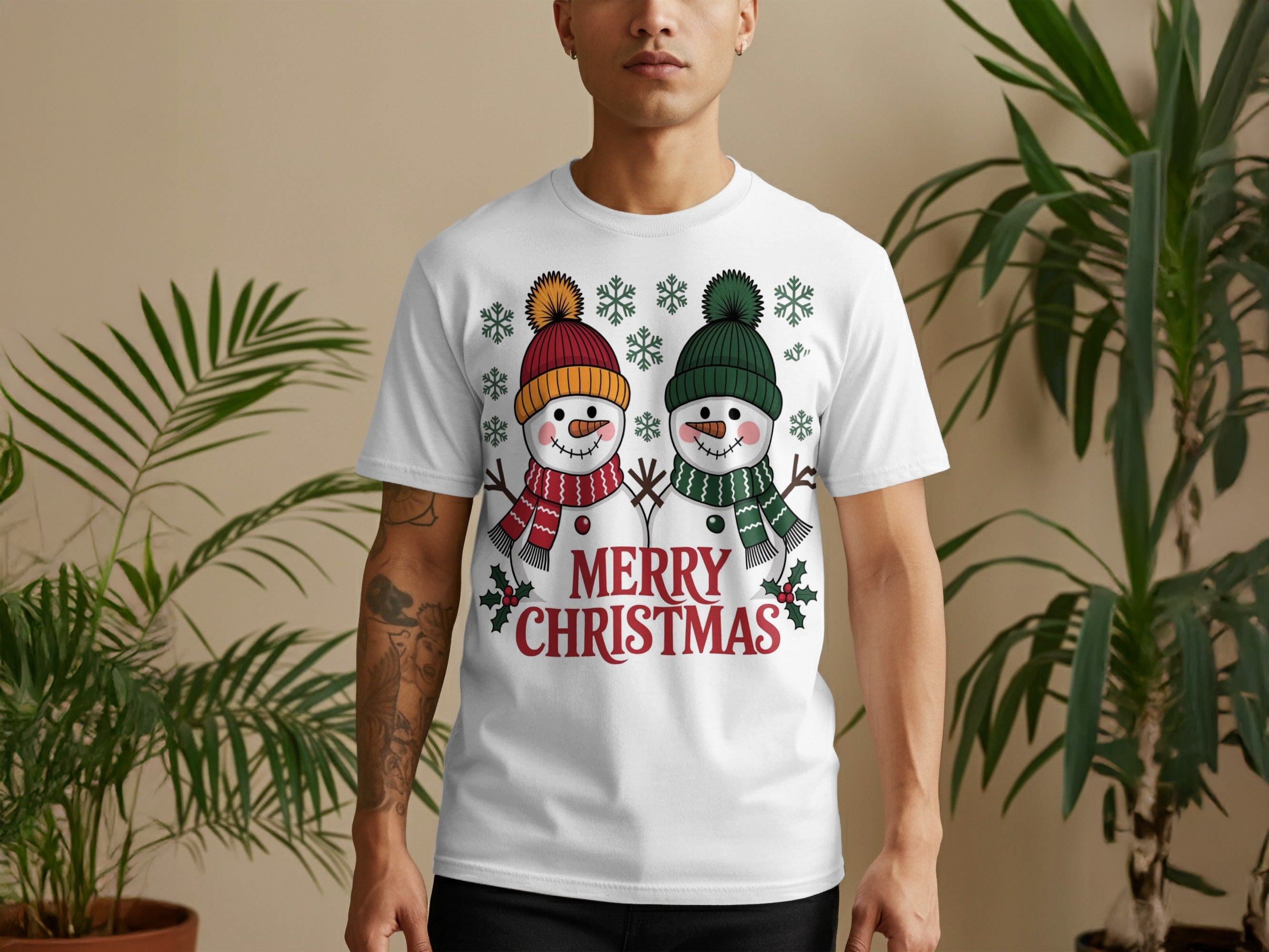 Festive Snowmen Design Merry Christmas Shirt
