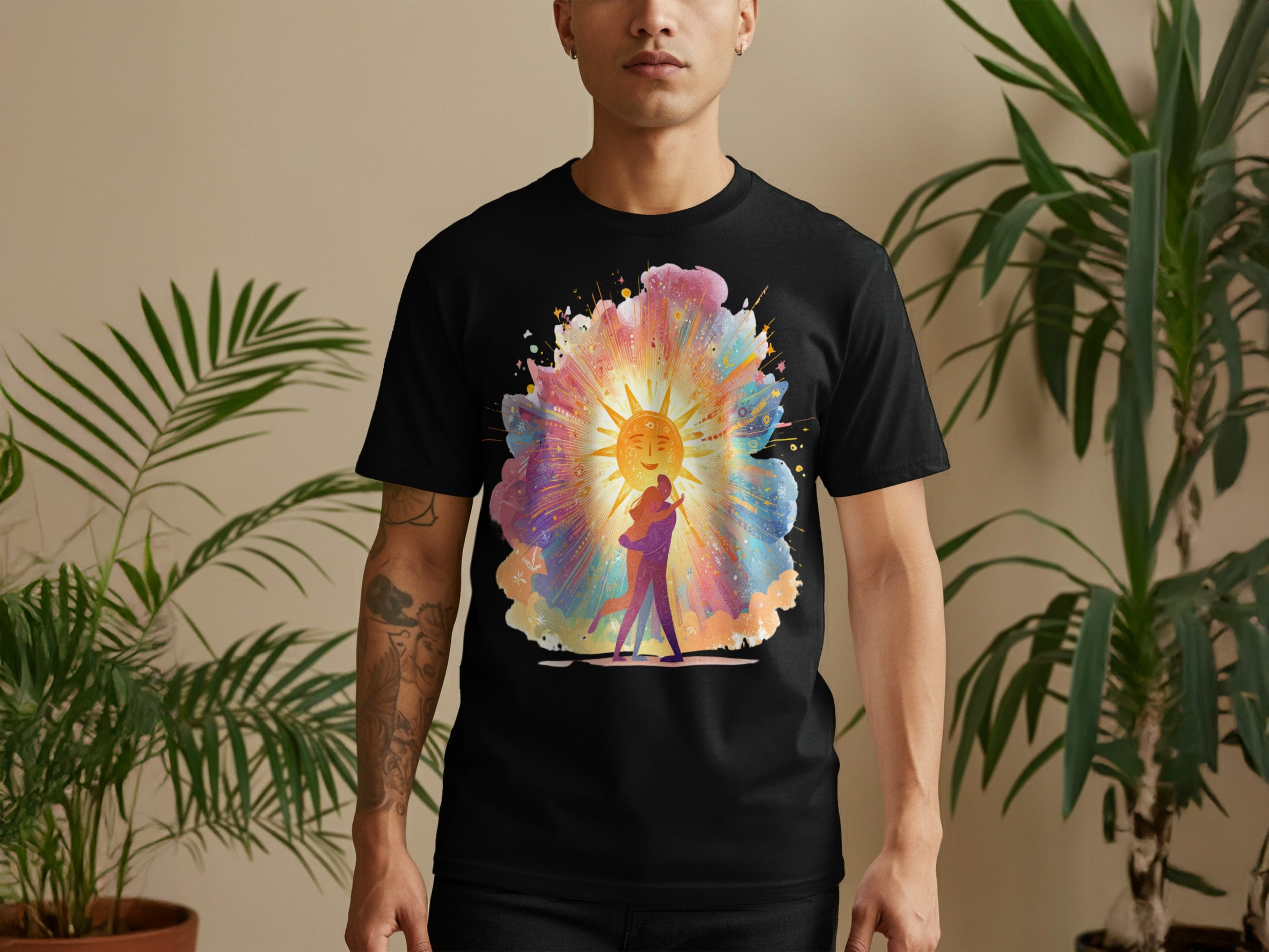 Vibrant Sun and Music Lover Artistic Design T-shirt
