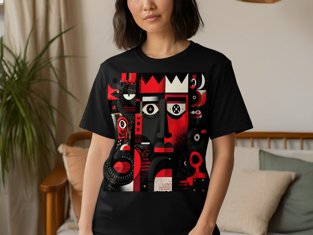 Modern Abstract Face Design Short Sleeve T-shirt