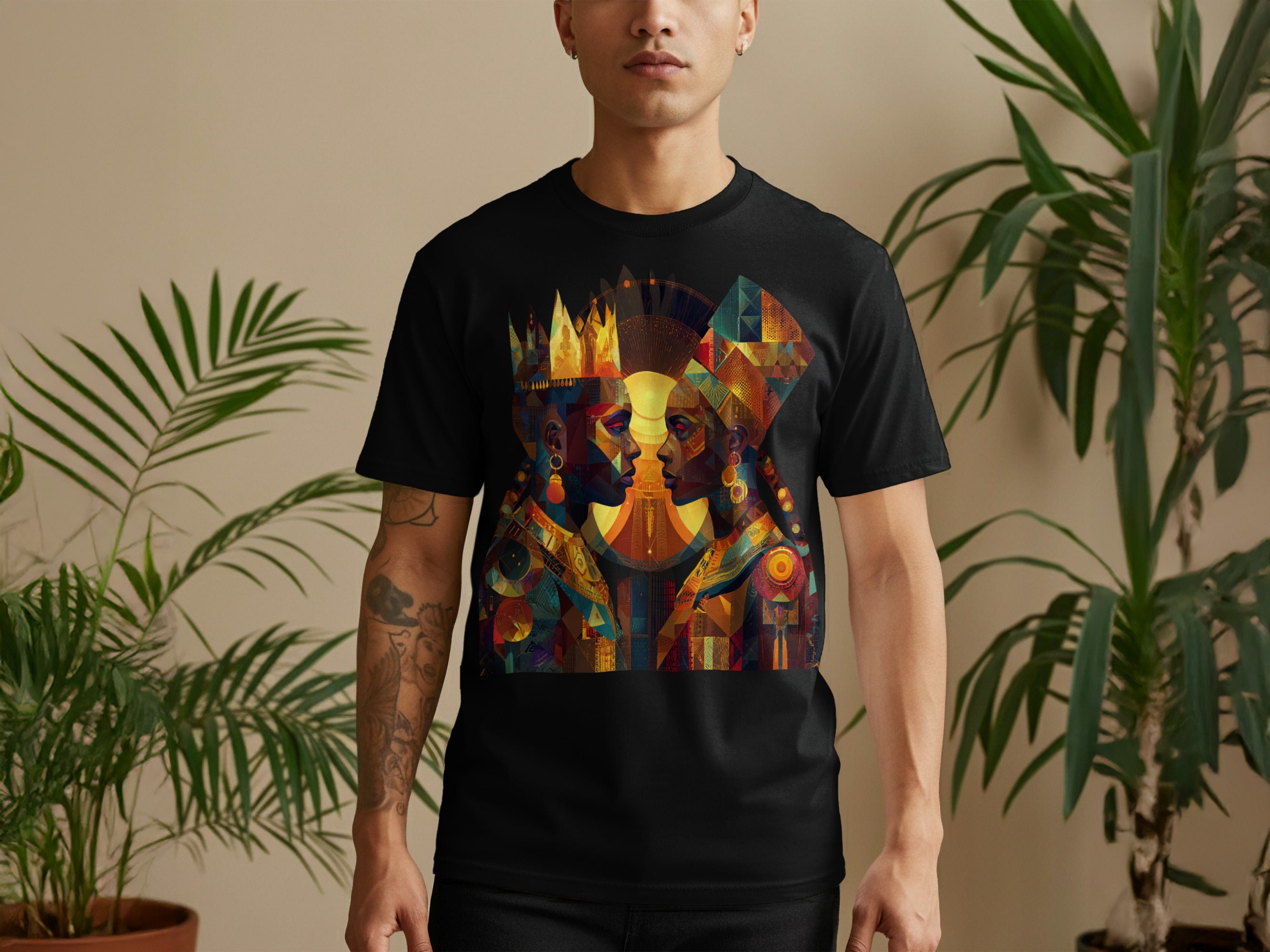 Colorful King and Queen Abstract Art T-shirt