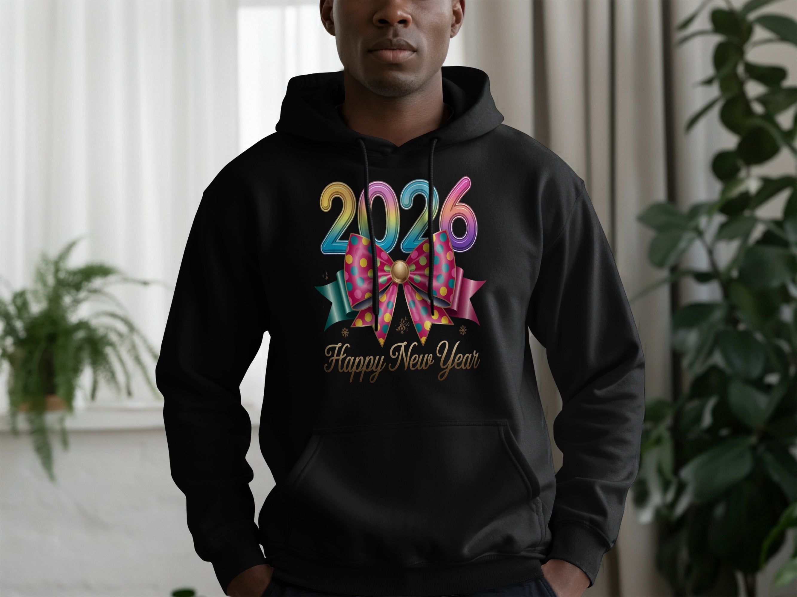 2026 Happy New Year hoodie with festive design
