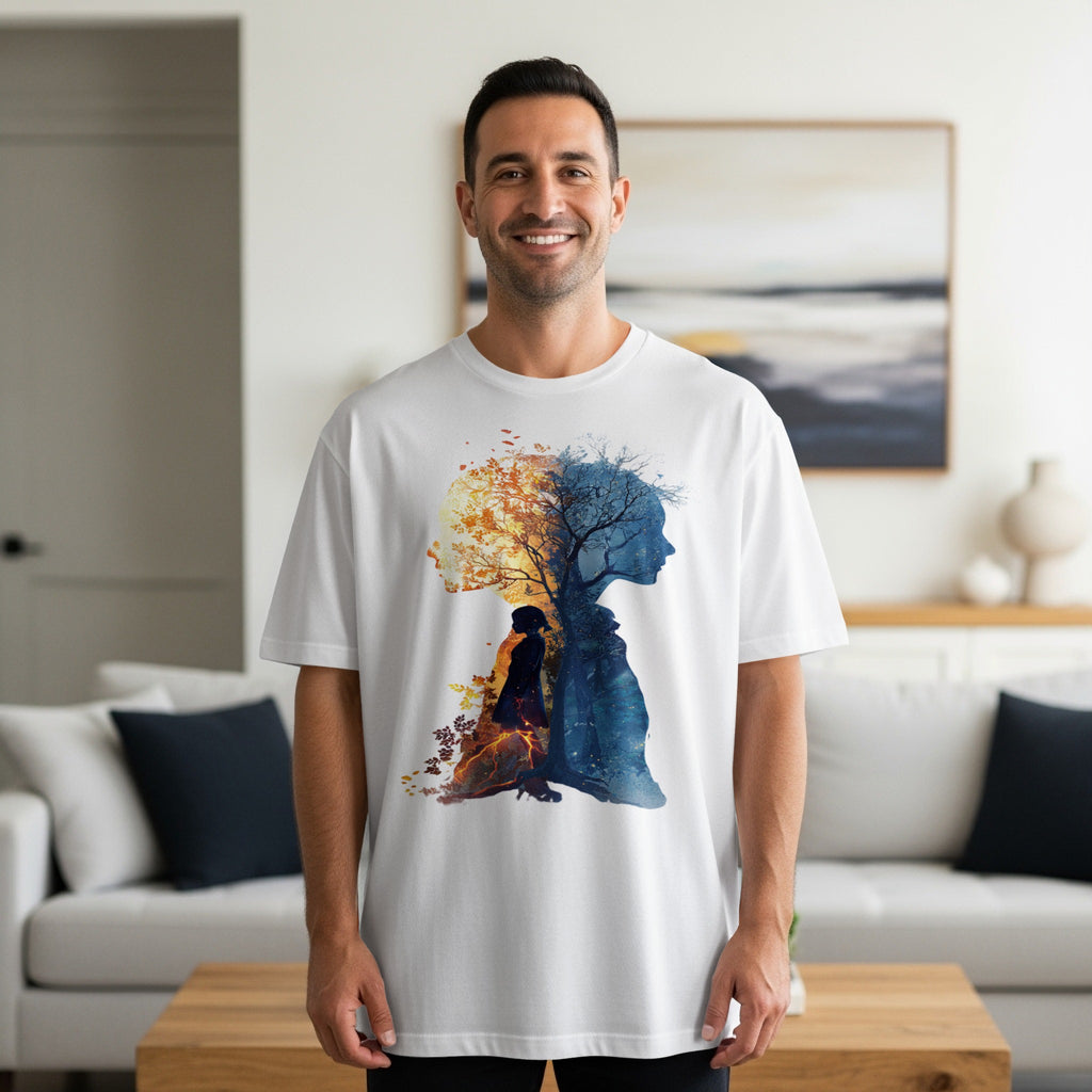 Dual Season Tree Reflection Art T-Shirt Product