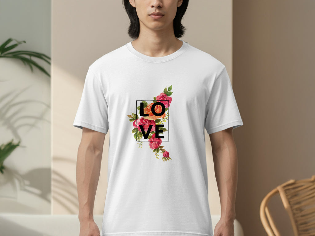 Floral LOVE Design Graphic T-Shirt