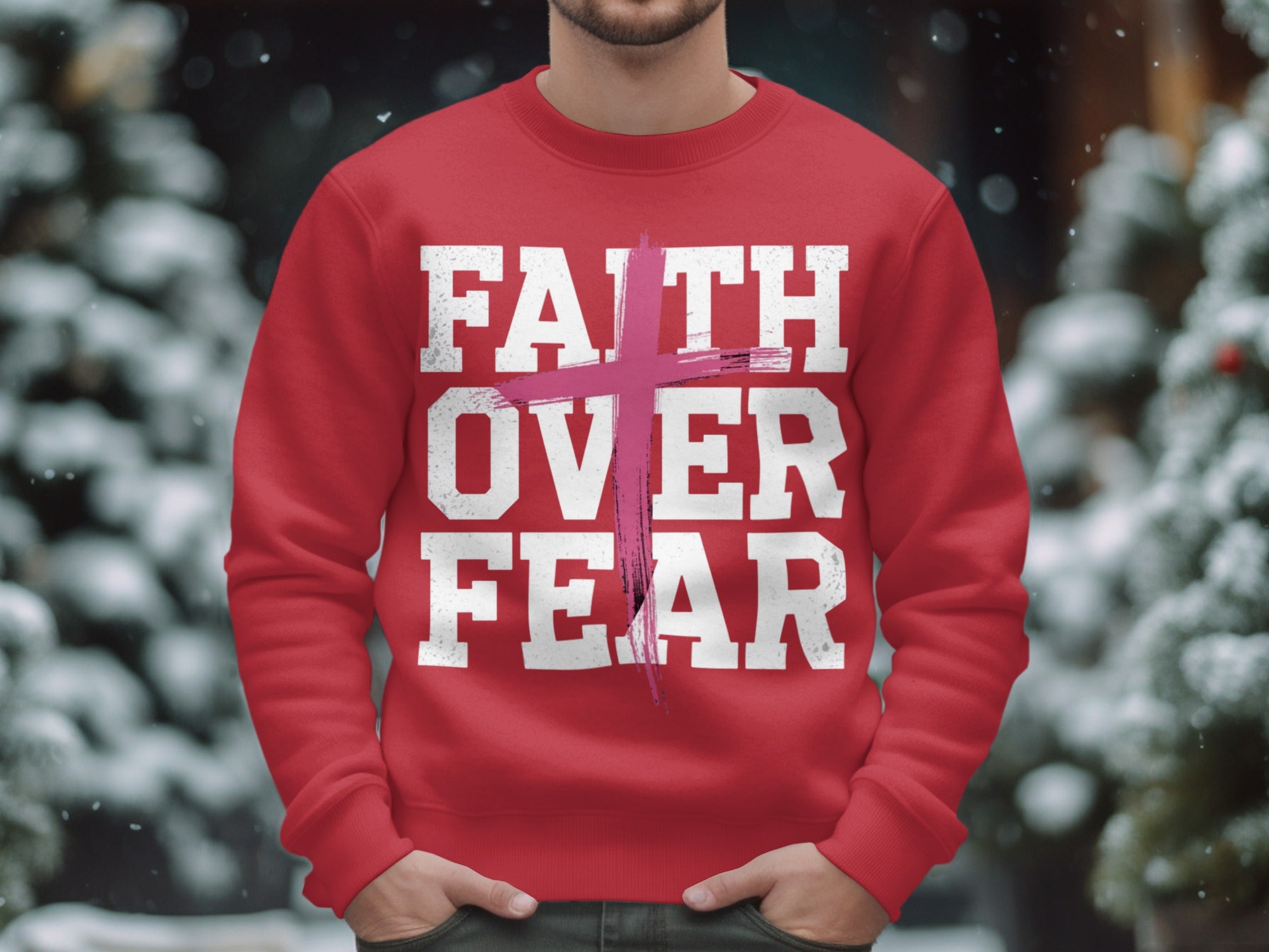 Faith Over Fear Cross Design Casual Sweatshirt