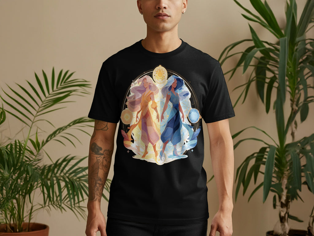 Celestial Art Design Printed Black T-Shirt