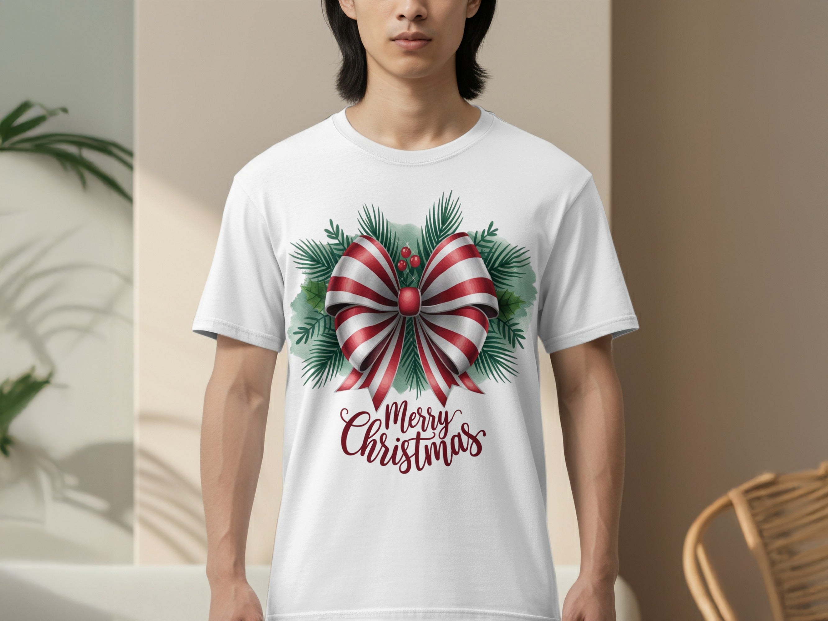 Merry Christmas Bow Design Unisex T-Shirt