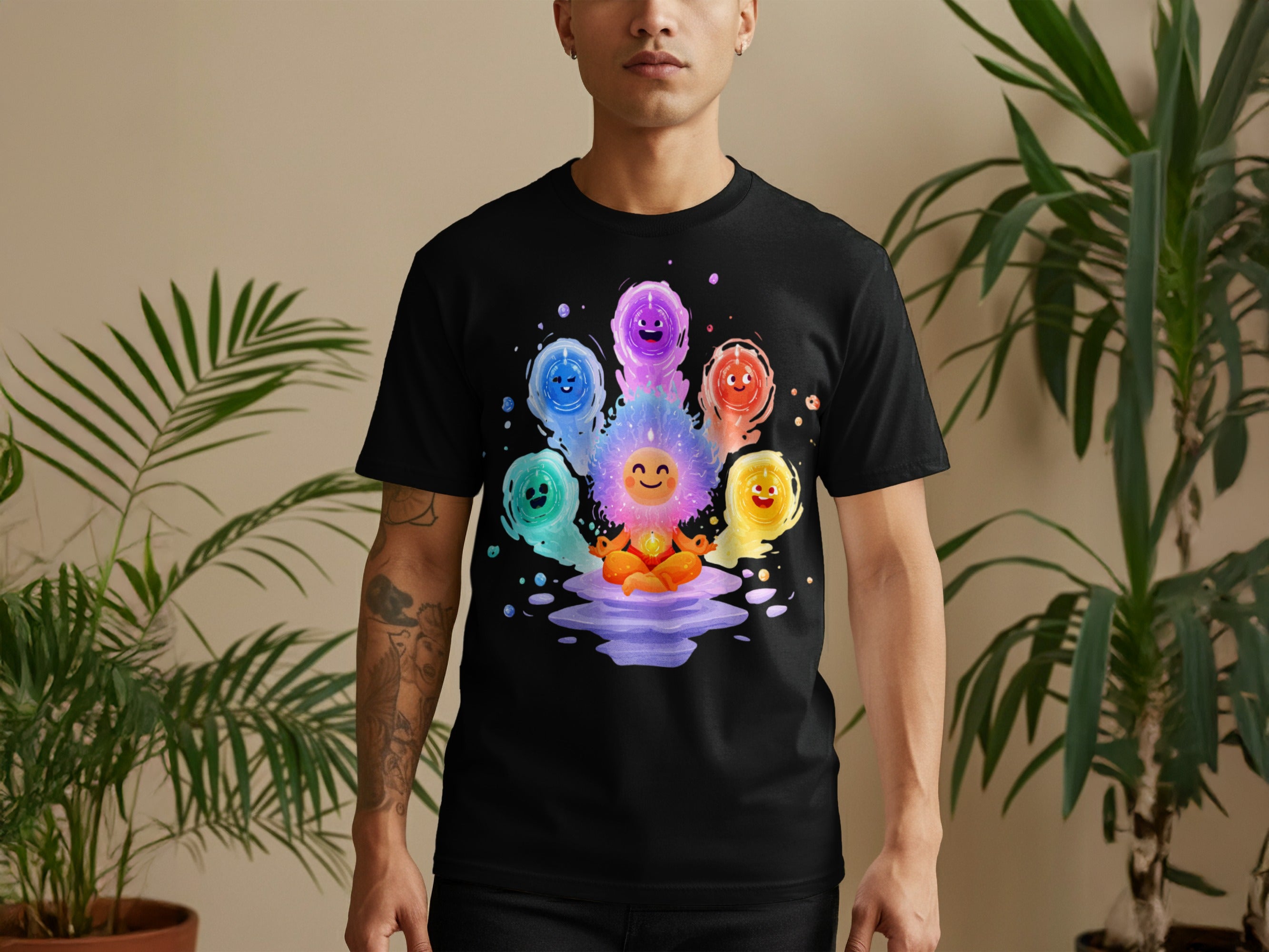 Colorful Floating Happy Faces Design TShirt