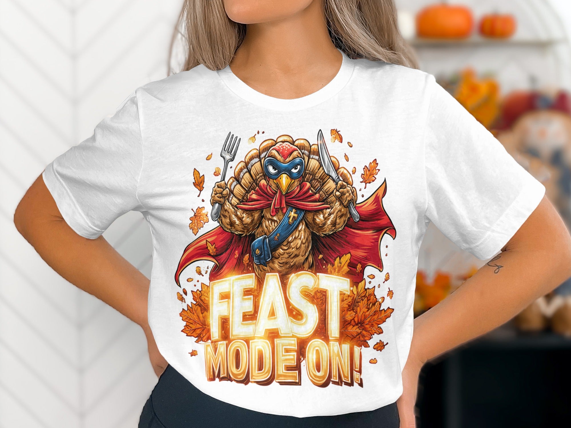 Feast Mode On Superhero Turkey Graphic T-shirt