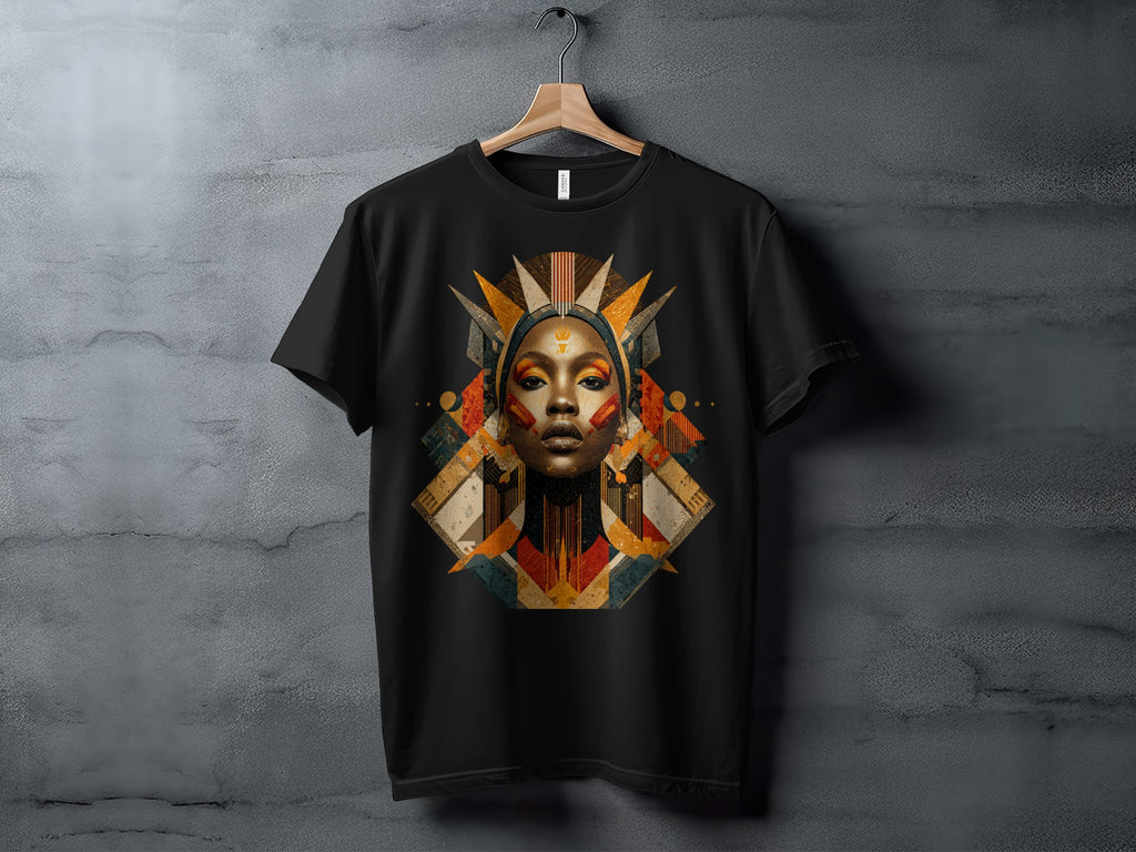 Bold Geometric Artwork Woman Face T-Shirt Design