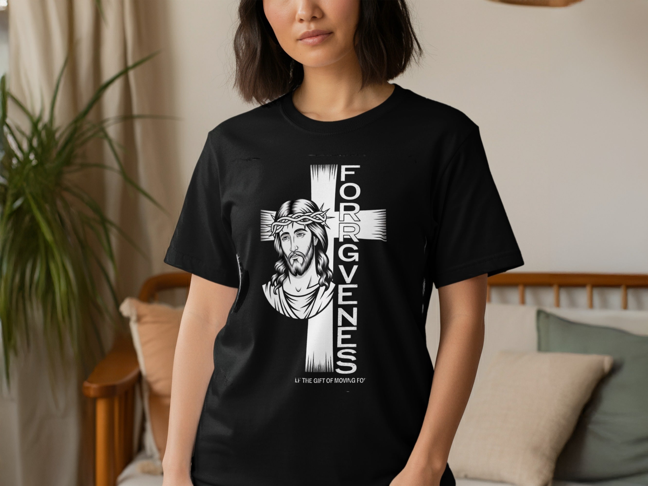 Forgiveness Cross T-Shirt Featuring Jesus Christ Illustration