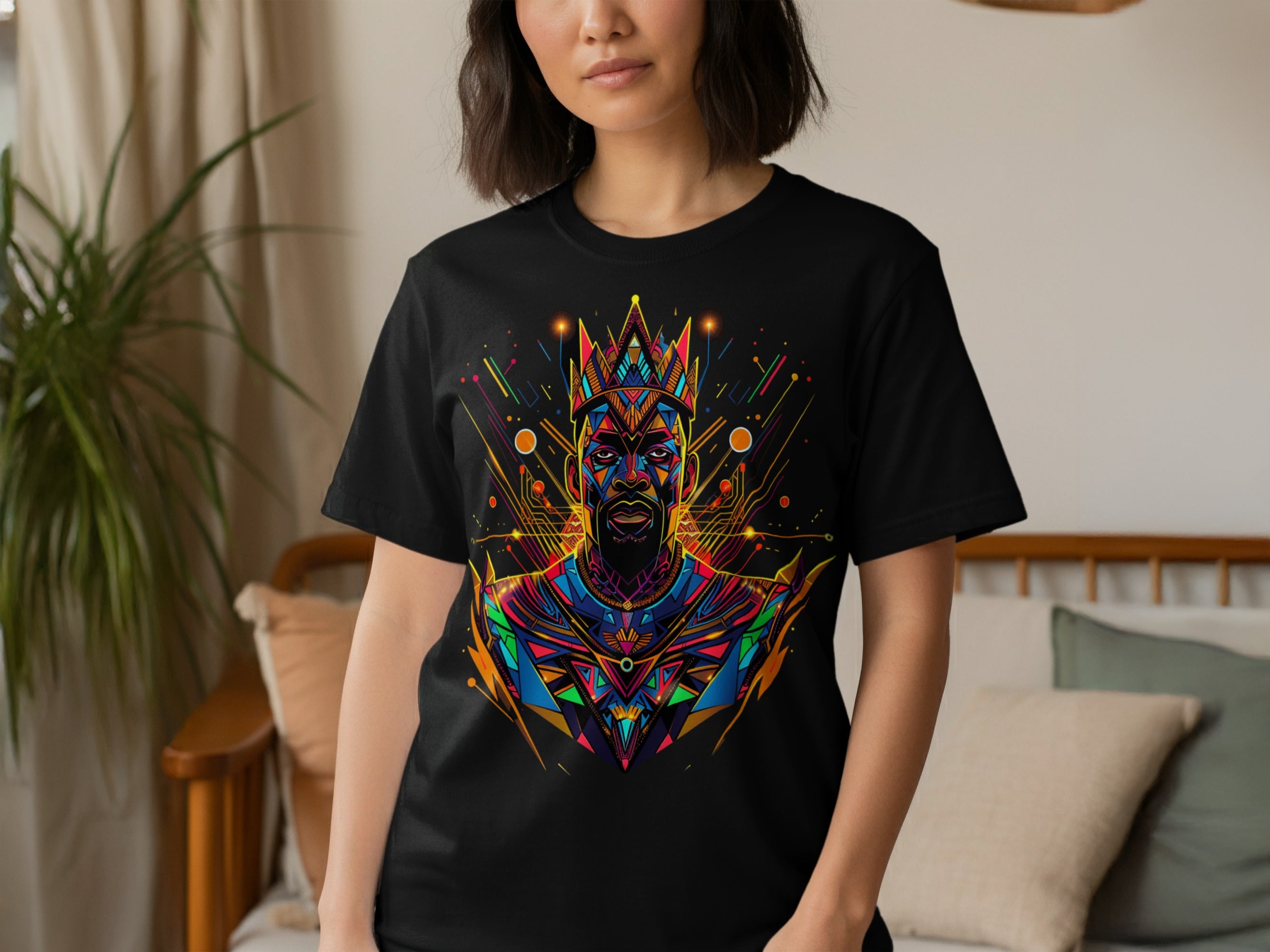 Vibrant Geometric Portrait Design Art T-Shirt
