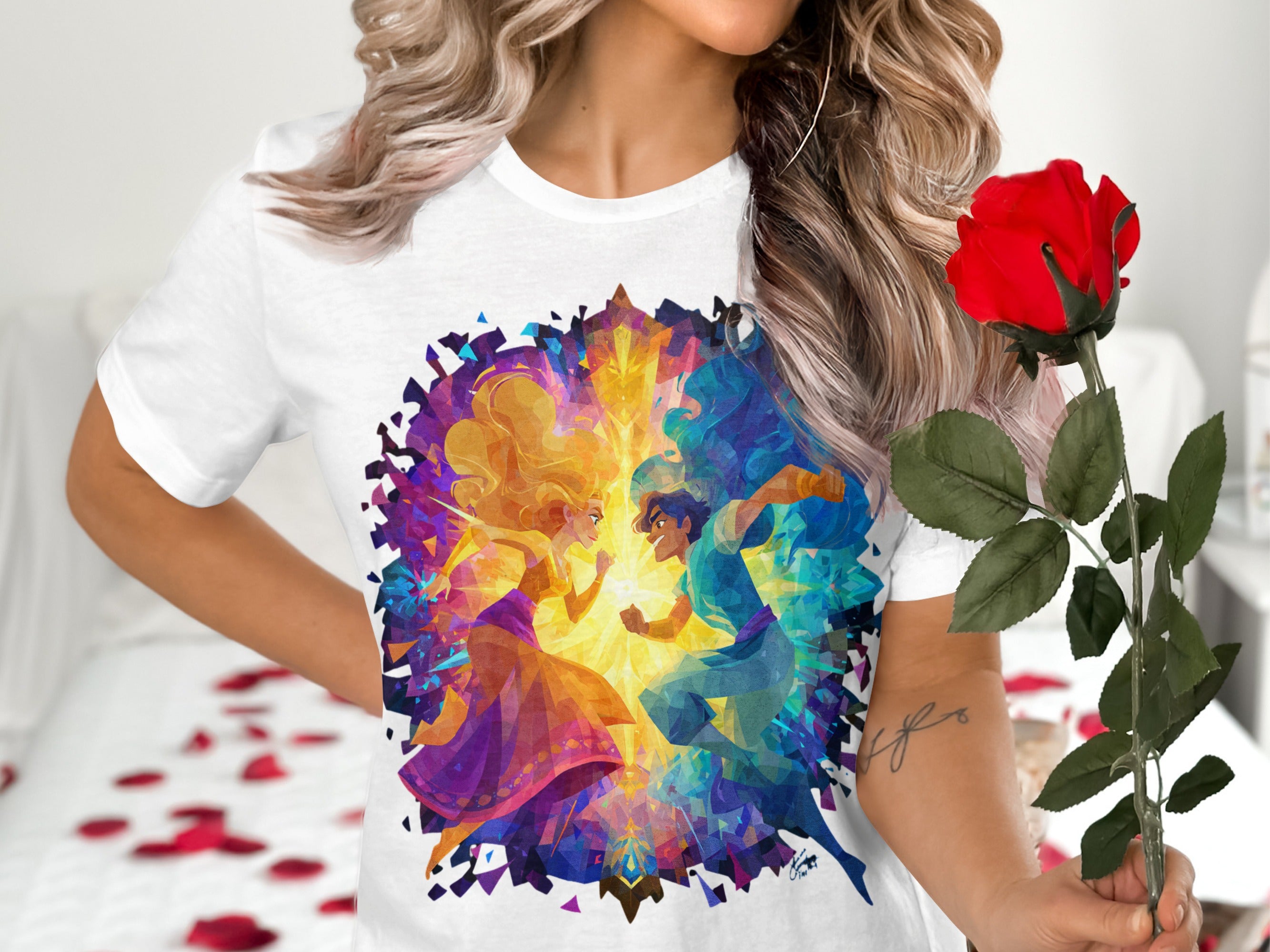 Vibrant Dance Scene Graphic Tee with Colorful Art