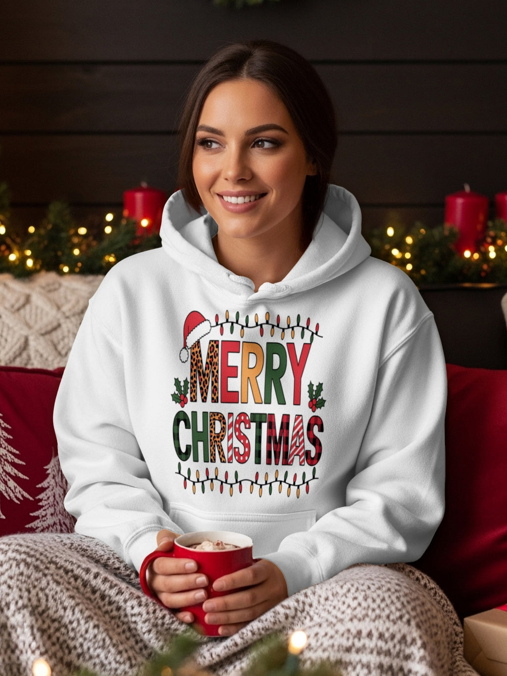Festive Merry Christmas Holiday Themed Hoodie