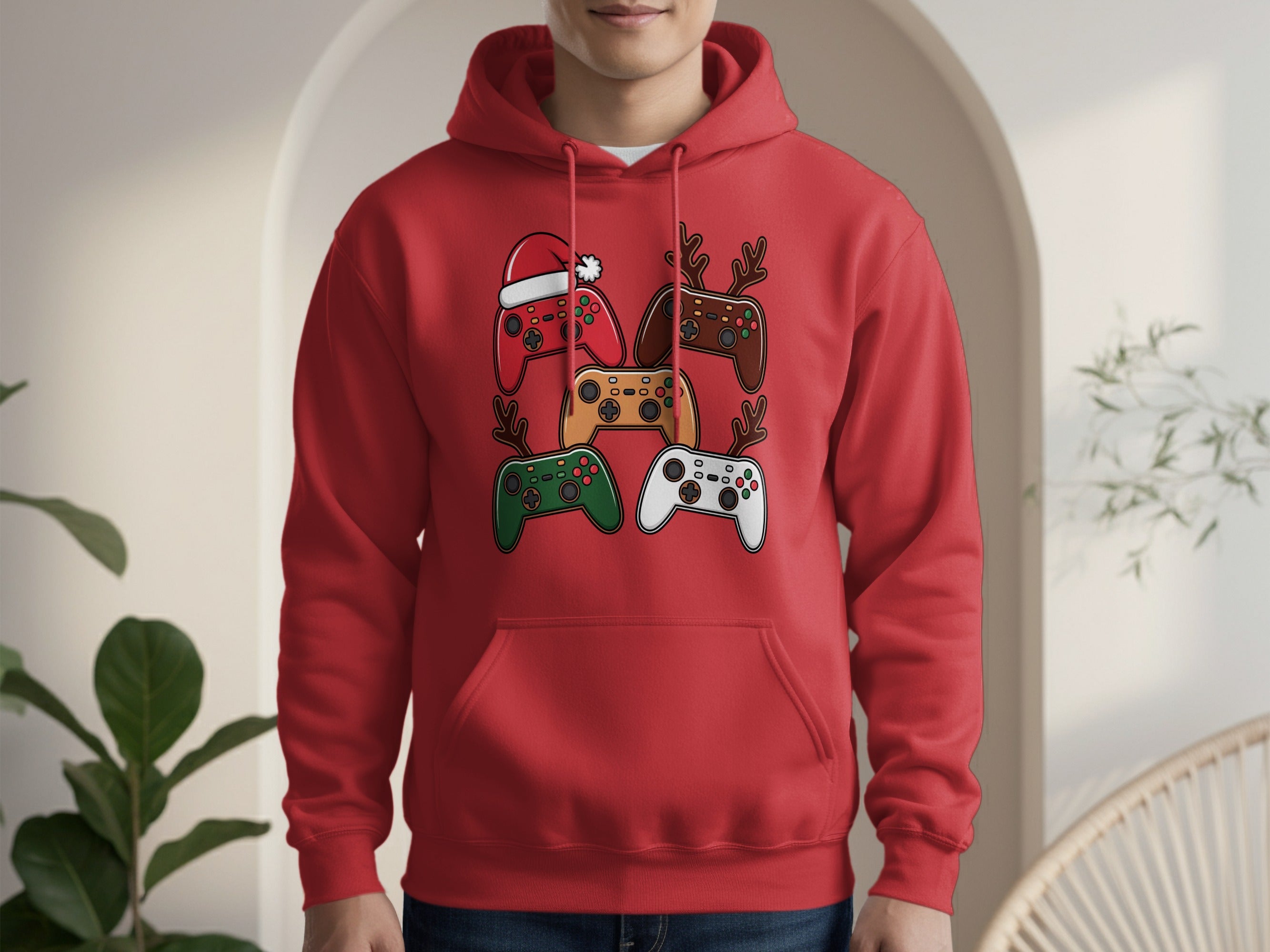 Festive Gaming Console Controllers Graphic Hoodie