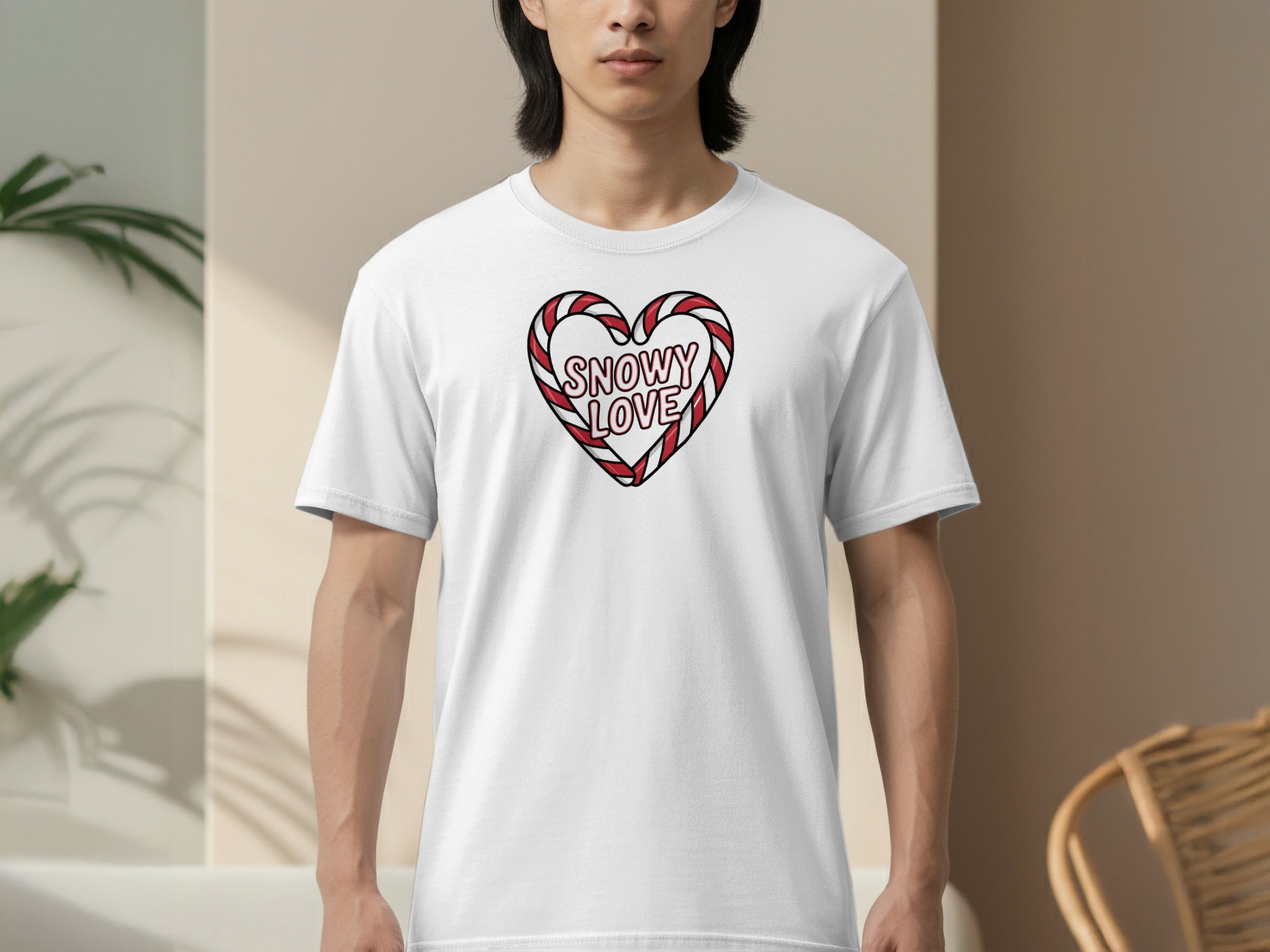 Snowy Love Heart Graphic White T-shirt Product