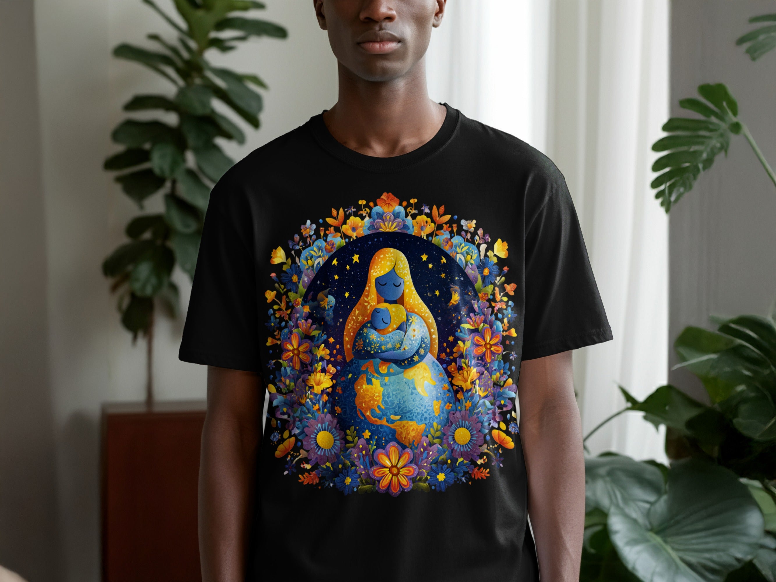 Vibrant Floral Mother and Child Printed T-Shirt