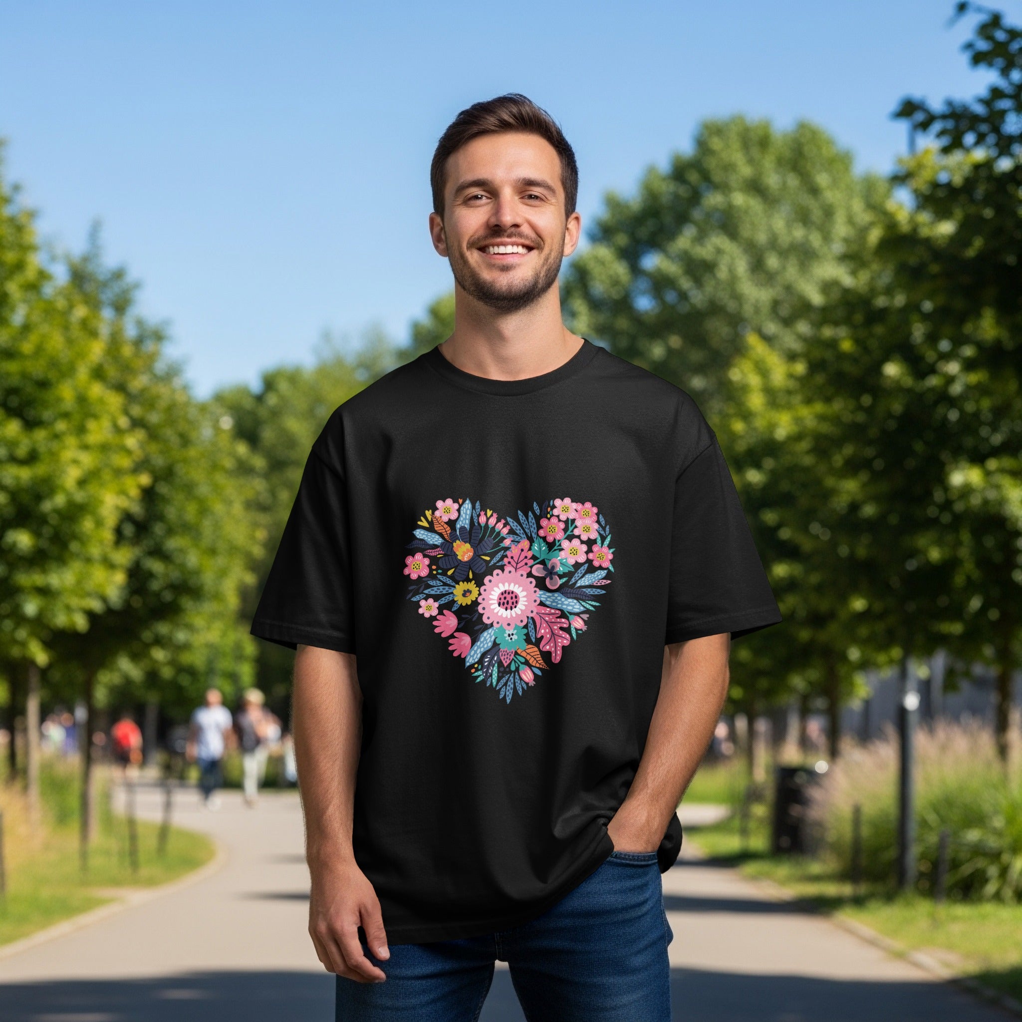 Heart Shaped Floral Design Men's T-Shirt Product