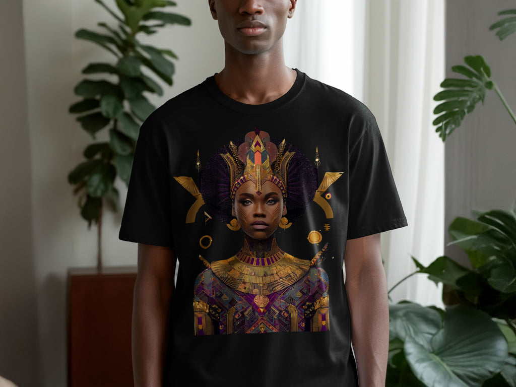 Intricate cosmic goddess design T-shirt for unique looks