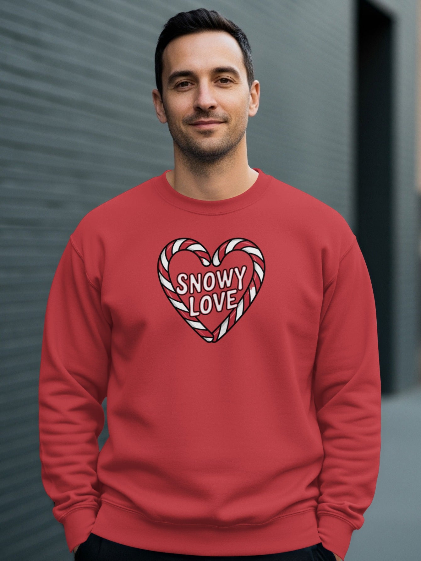 Snowy Love Heart Candy Cane Graphic Sweatshirt