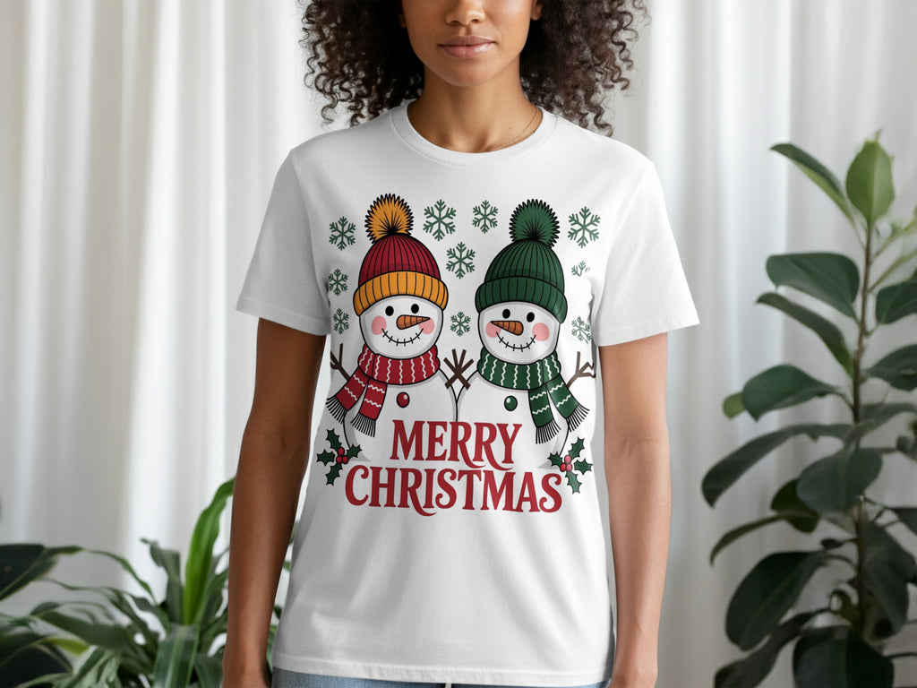 Festive Snowmen Merry Christmas Graphic T-shirt