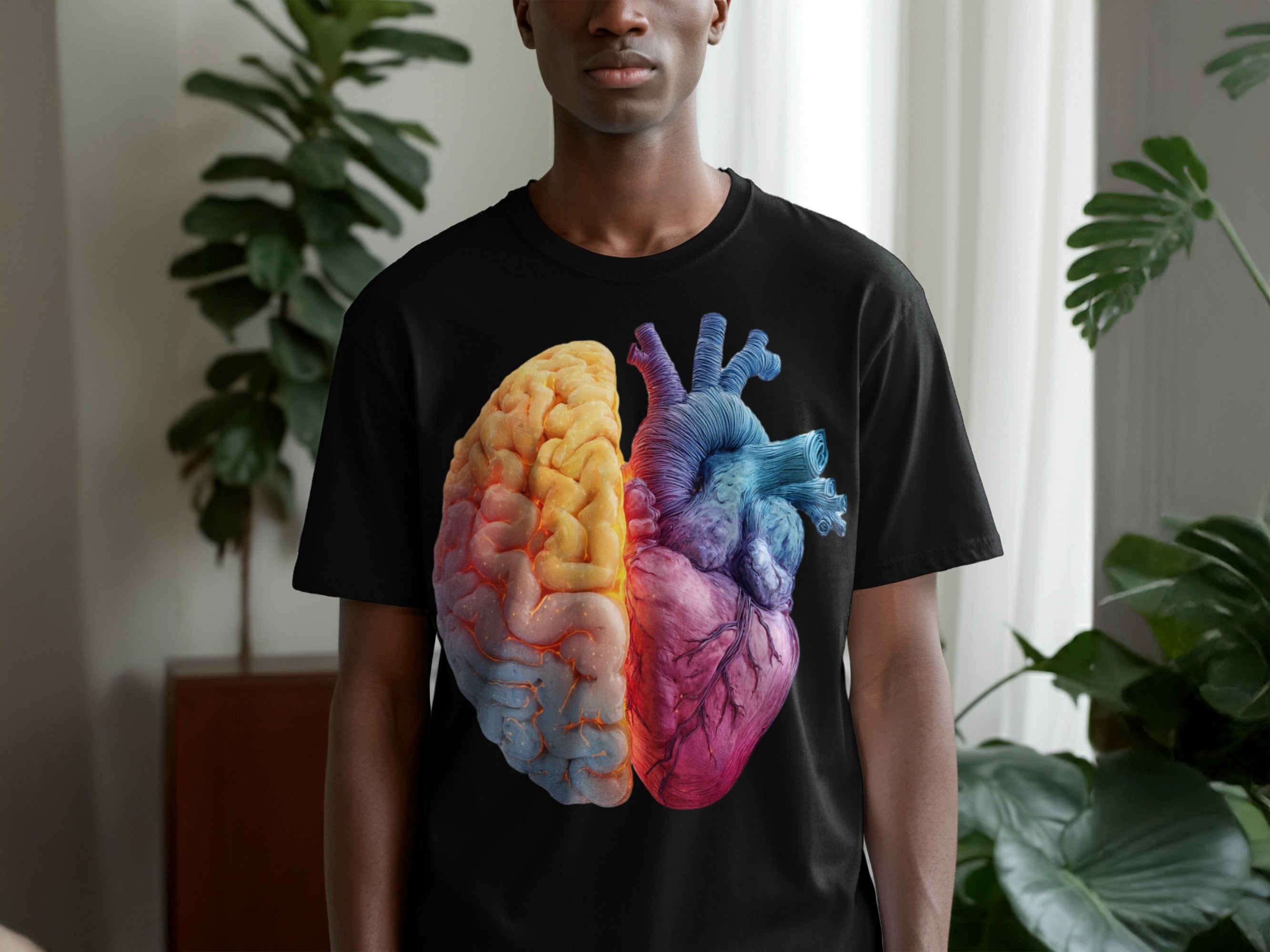 Brain and Heart Colorful Art Design T-Shirt