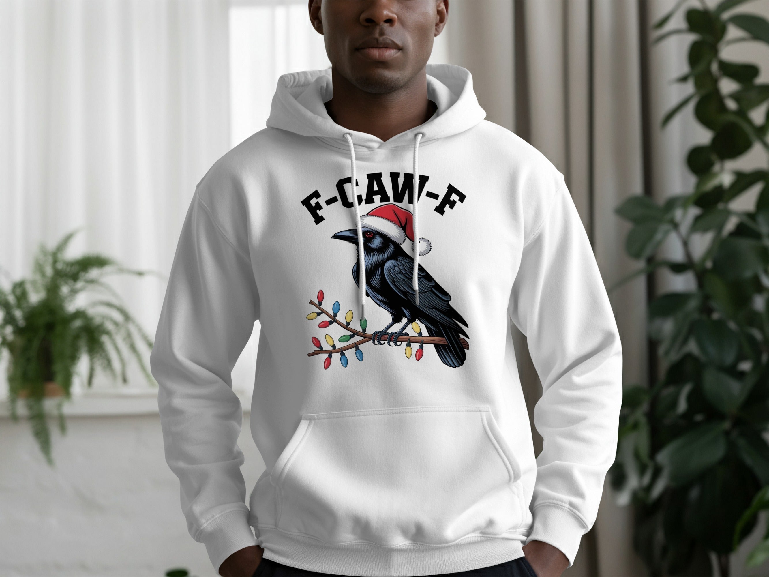 F-CAW-F Crow in Santa Hat Christmas Hoodie