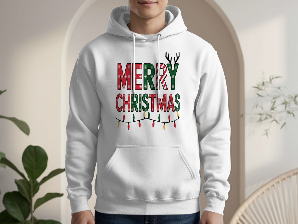 Merry Christmas Hoodie with Festive Lights Design
