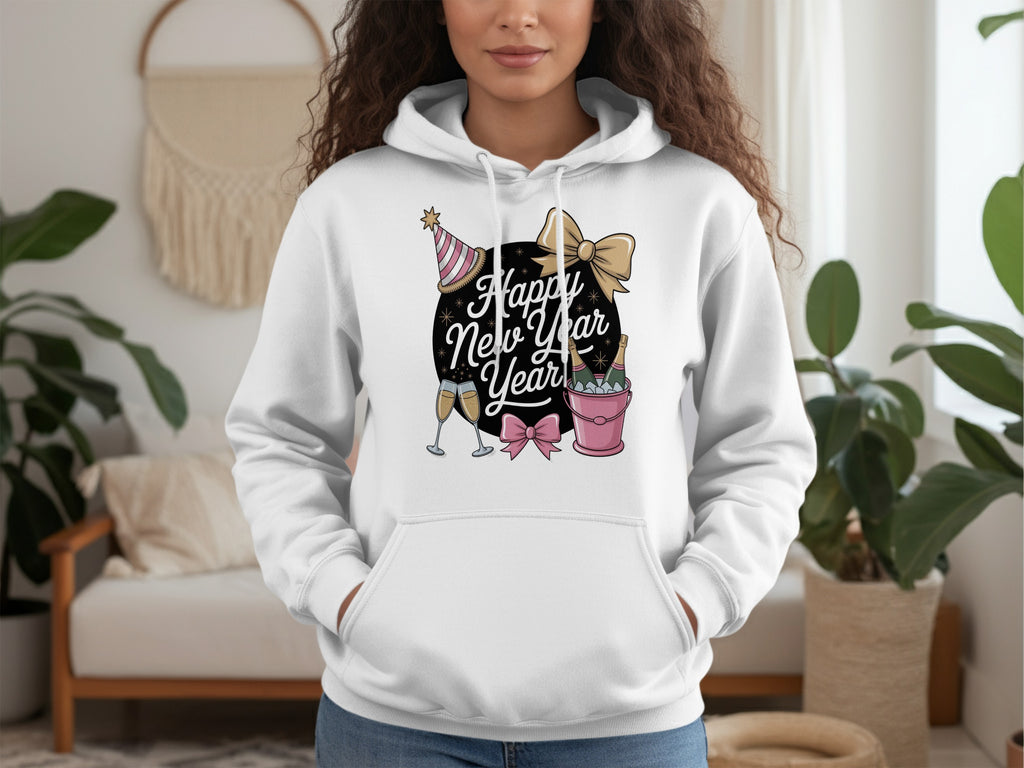 Festive Happy New Year Graphic Hoodie for Celebrations