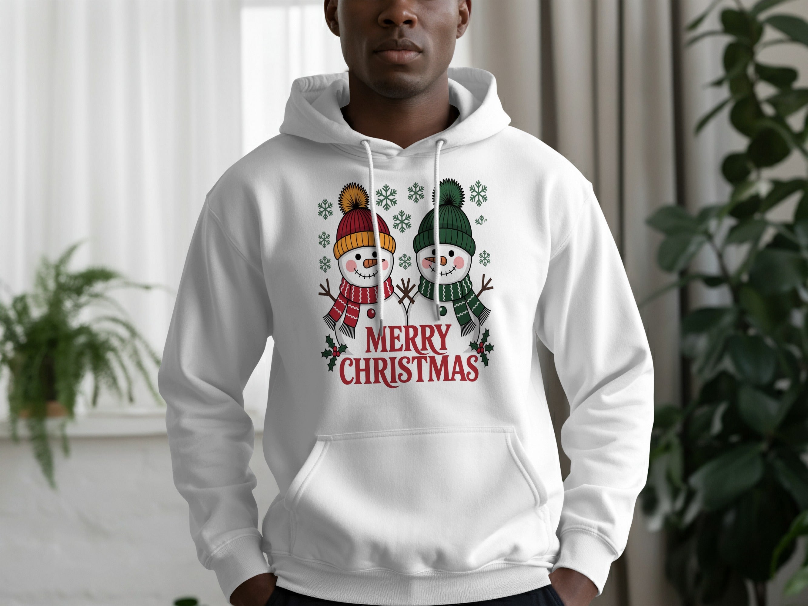 Merry Christmas Hoodie with Cute Snowmen Design