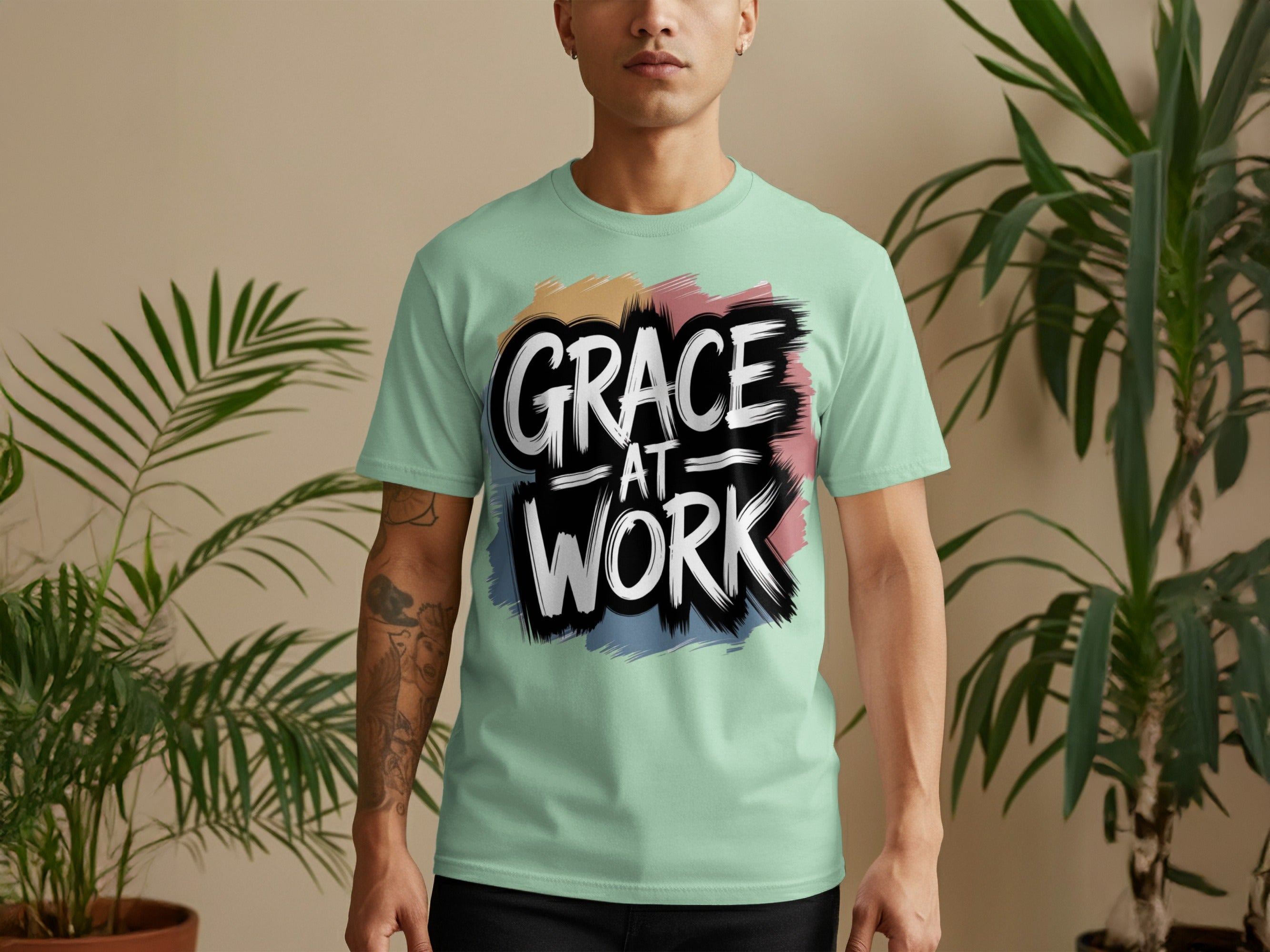 Grace At Work Inspirational Graphic Design T-Shirt