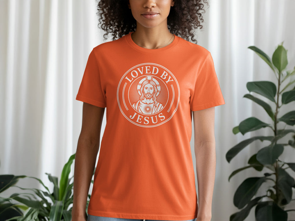 Loved By Jesus Round Badge Graphic T-shirt