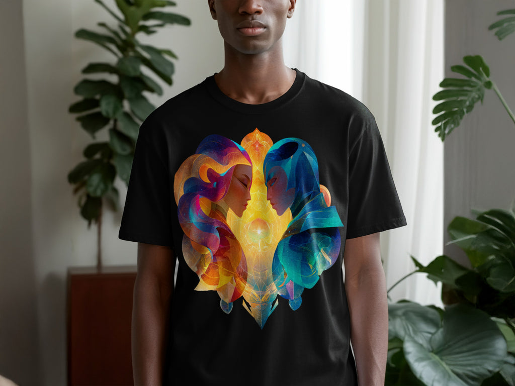 Colorful Twins Faces Art Design T-shirt