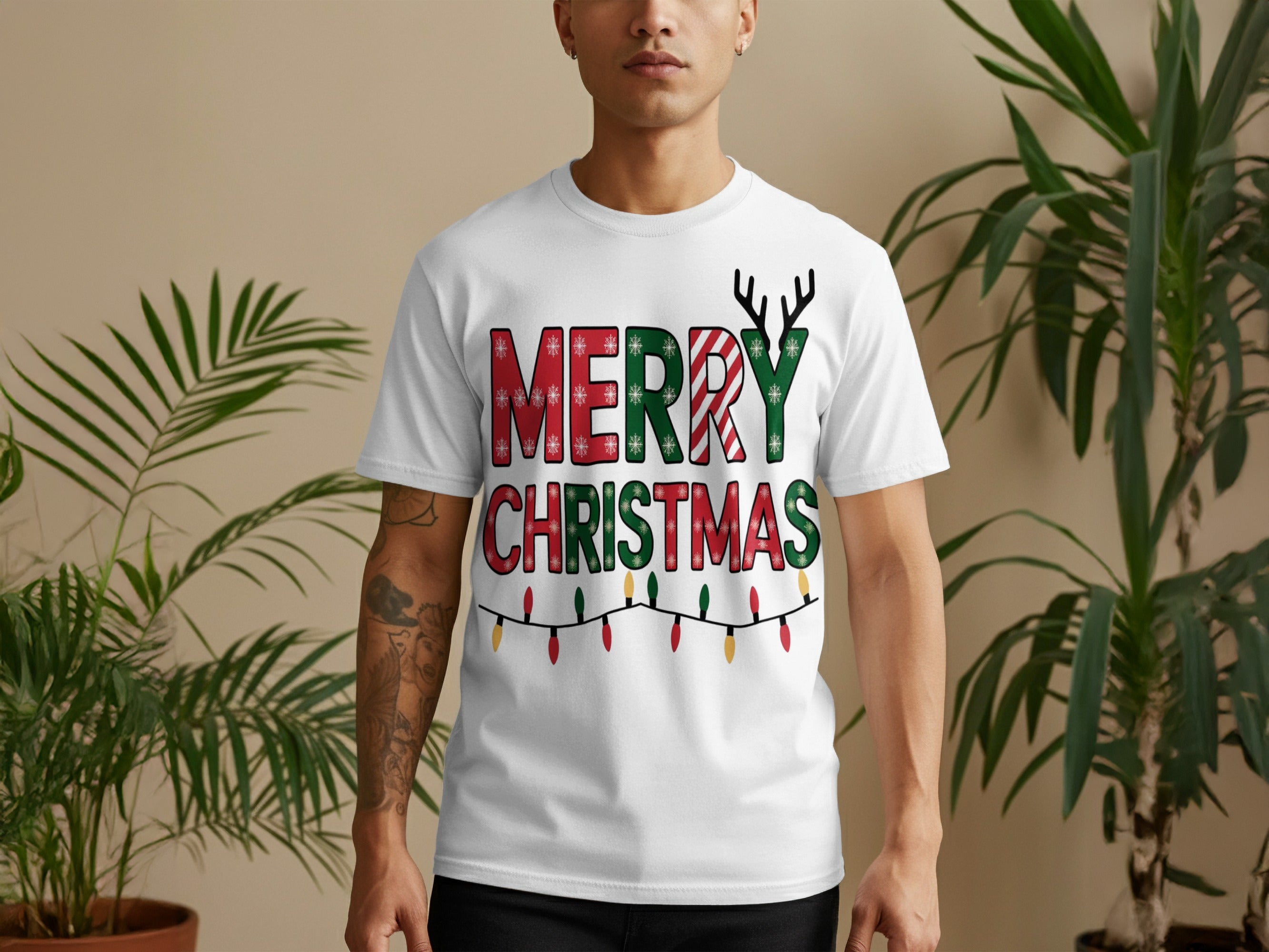 Festive Merry Christmas Graphic Tee Holiday Attire