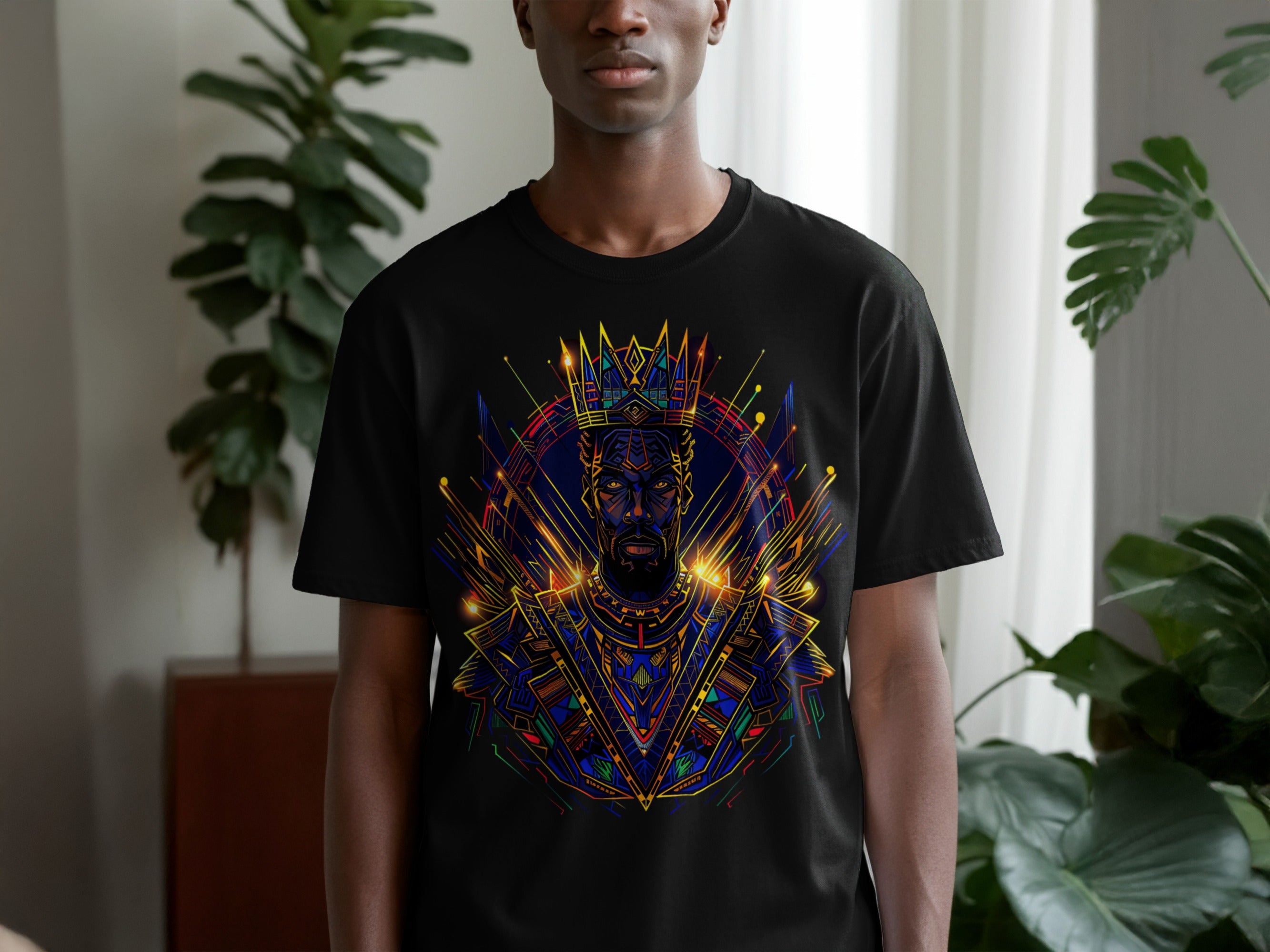 Vibrant Geometric King Graphic Printed T-shirt