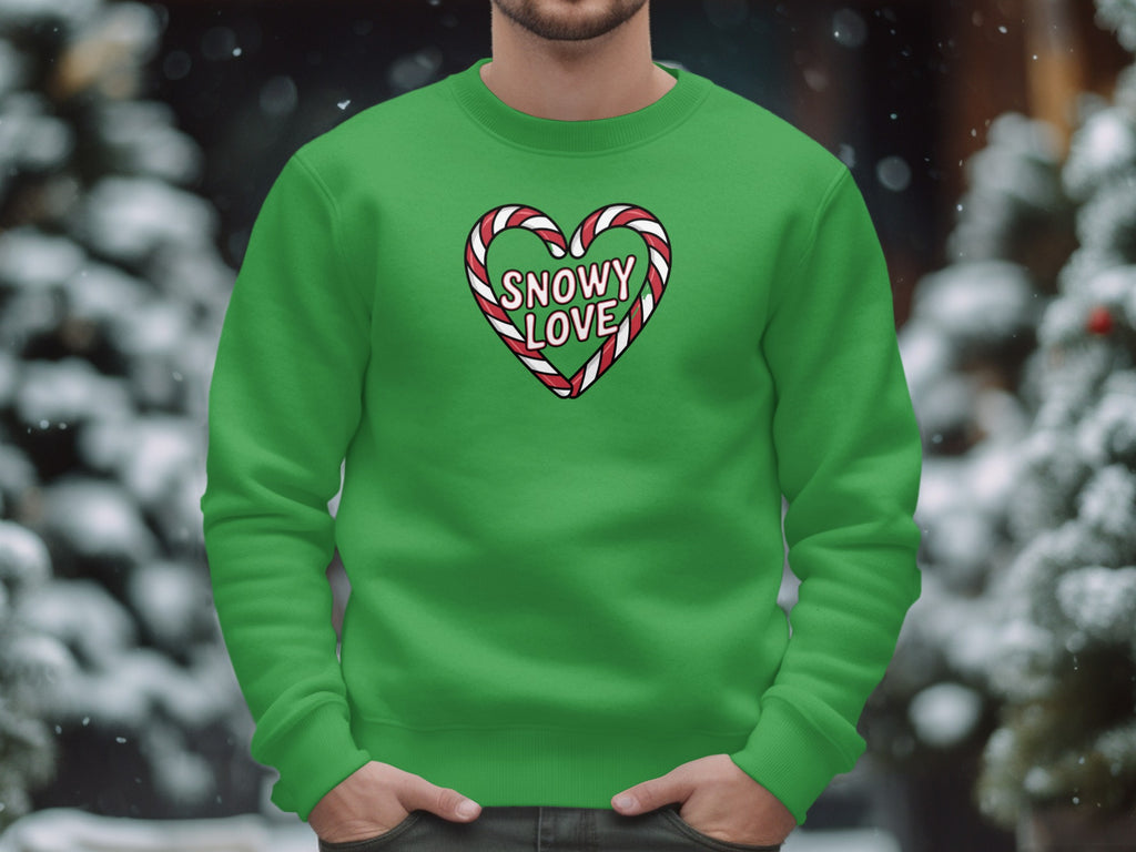 Snowy Love Candy Cane Heart Design Sweater