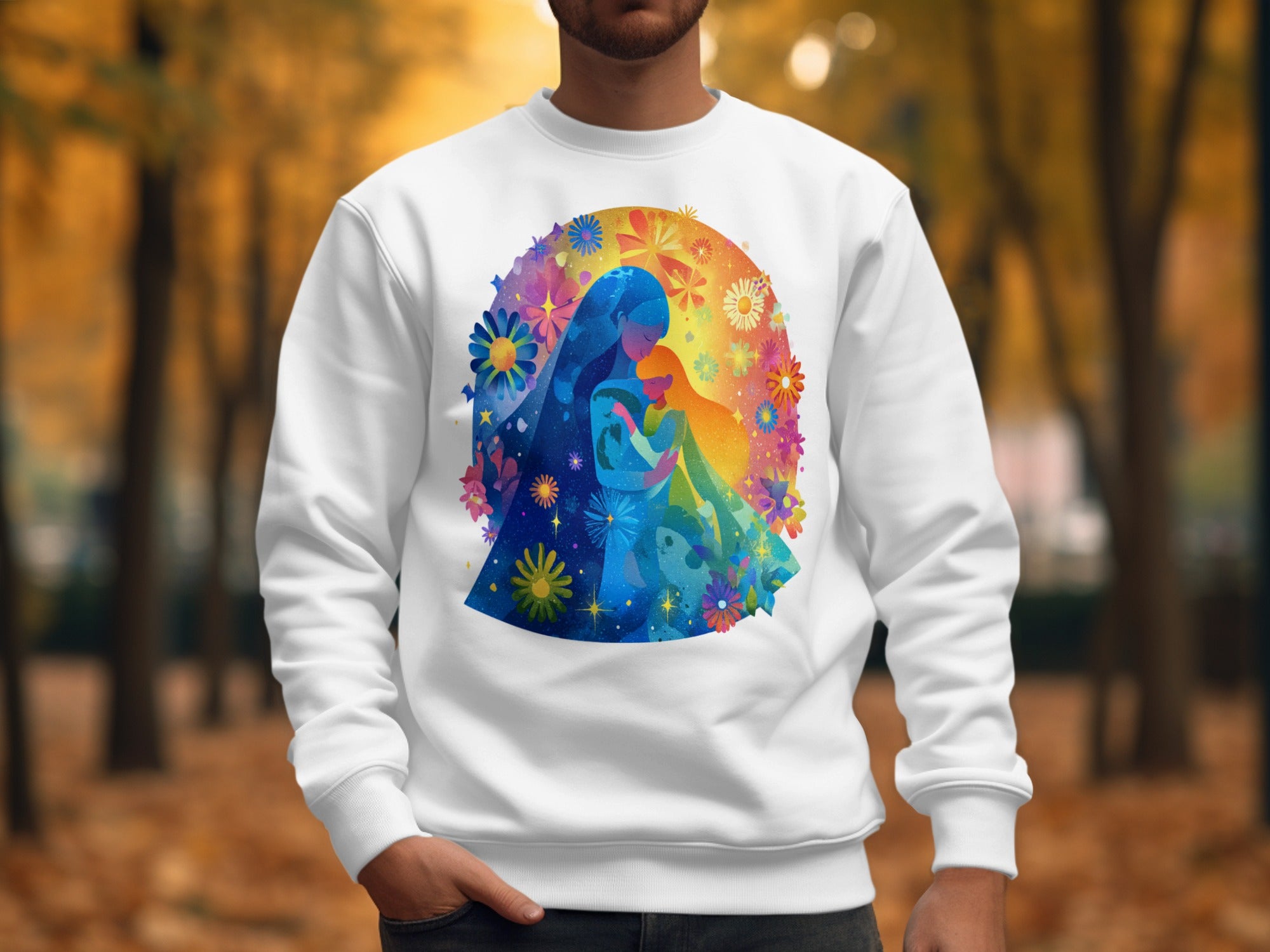 Blessed Mother and Child White Sweatshirt
