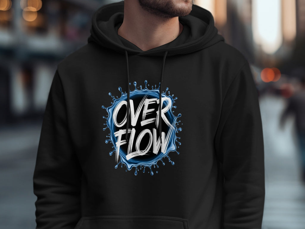 Trendy Over Flow Graphic Hoodie Fashion Statement
