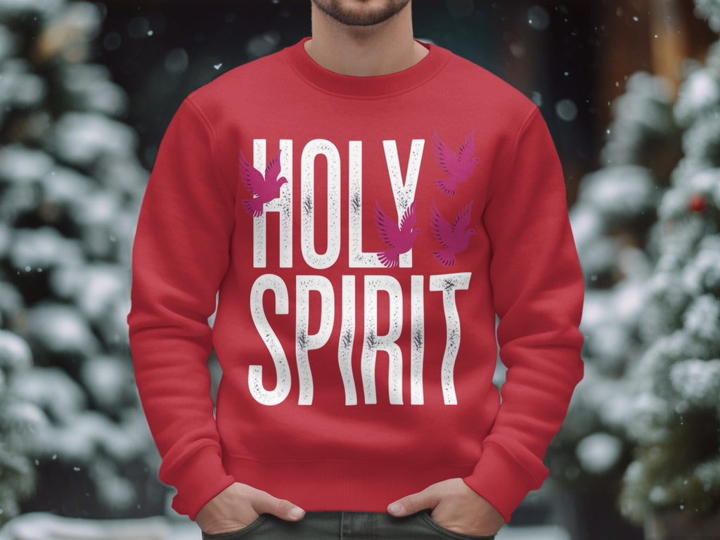 Holy Spirit Red Sweatshirt with Doves Design