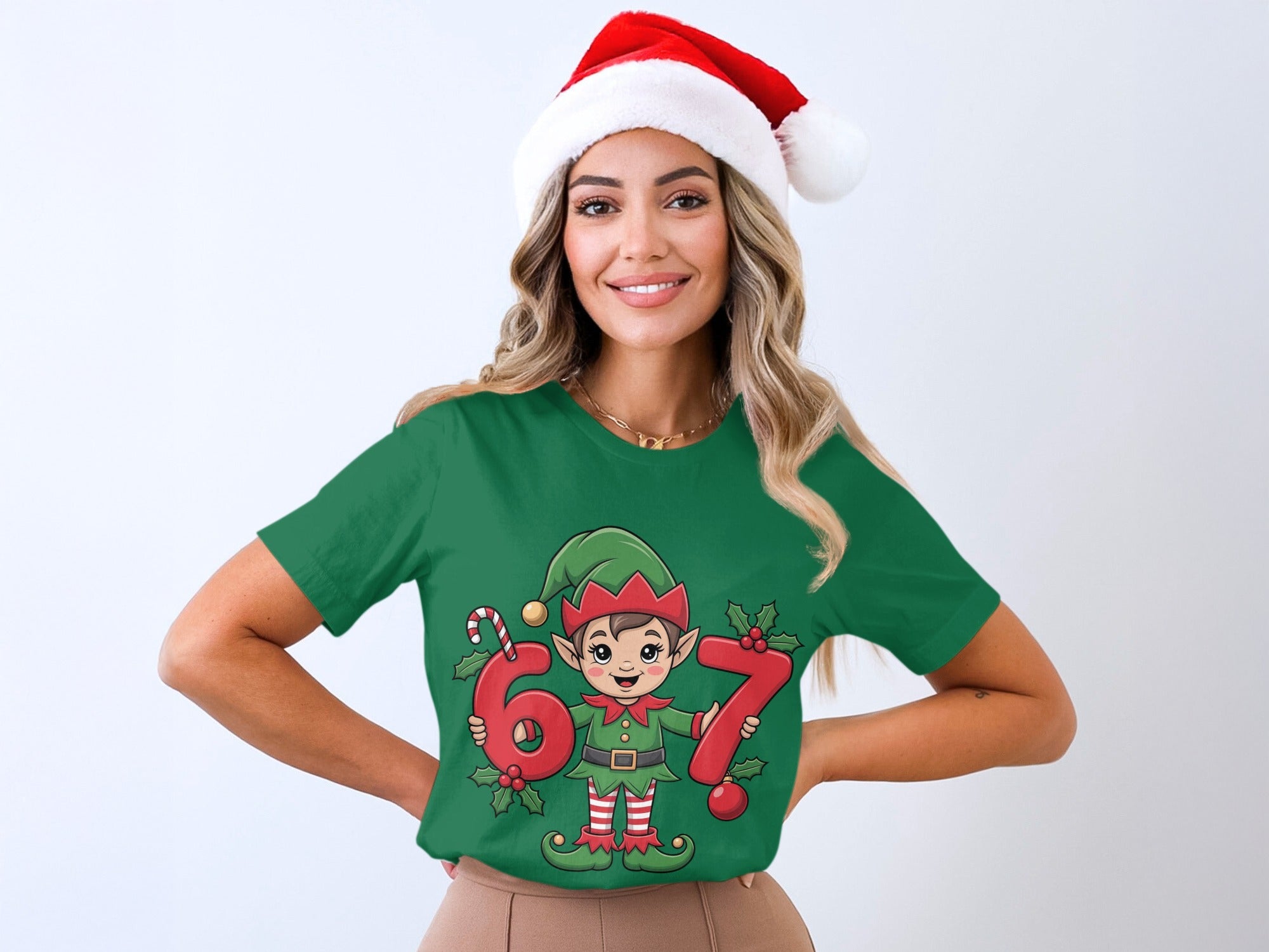 Christmas Elf Number Six Seven Graphic T-shirt