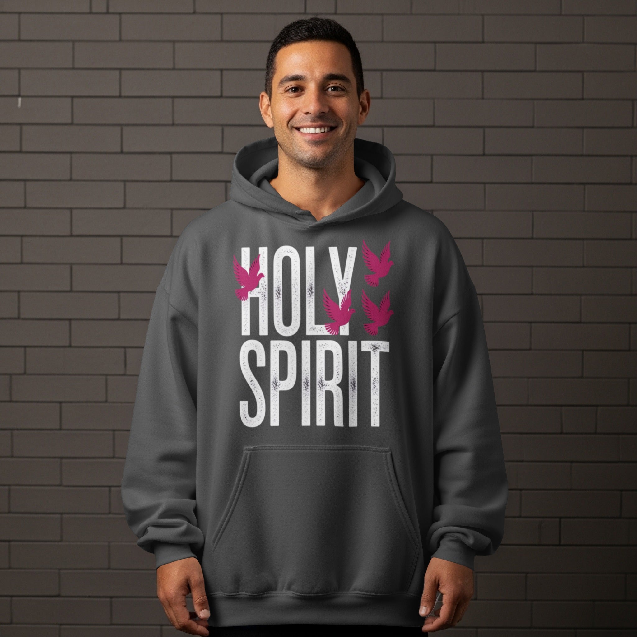Holy Spirit Hoodie with Bold Lettering and Dove Design
