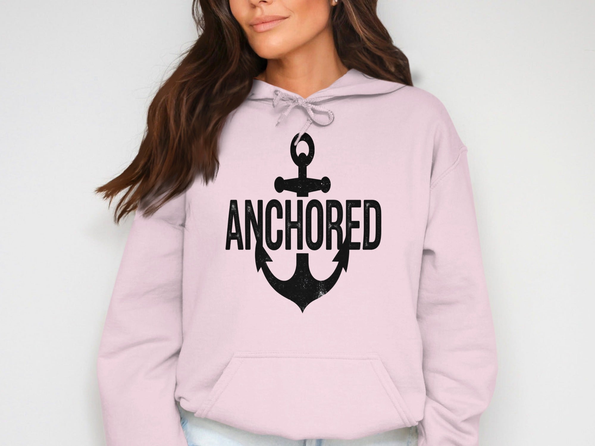 Stylish Anchored Hoodie with Anchor Graphic Design