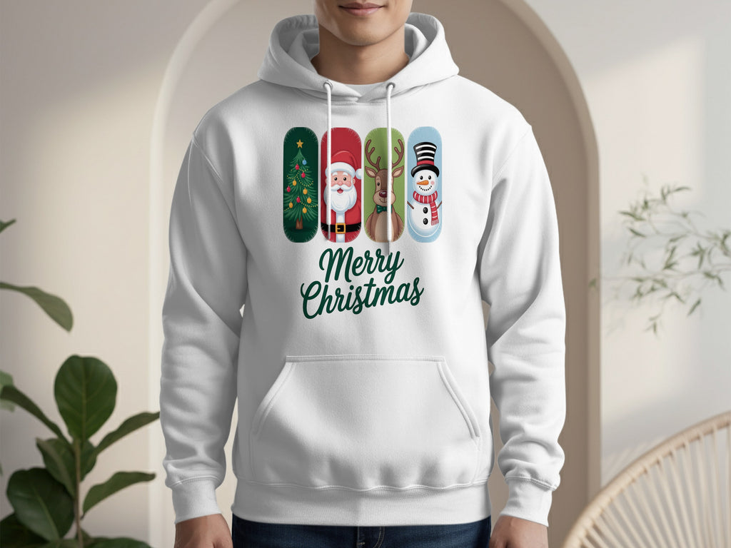 Festive Hooded Sweatshirt With Merry Christmas Design