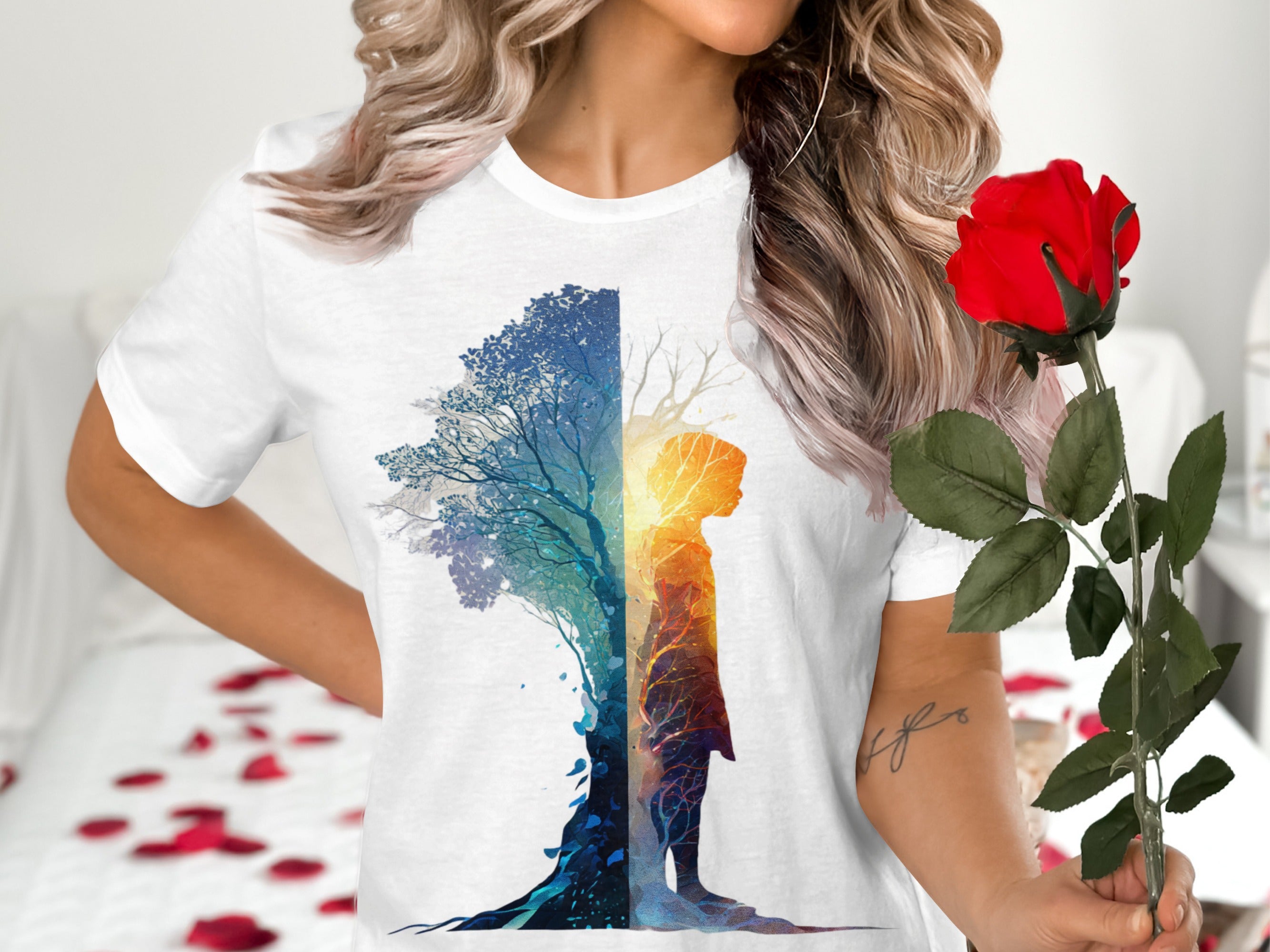 Artistic Tree and Silhouette Design Women's T-shirt