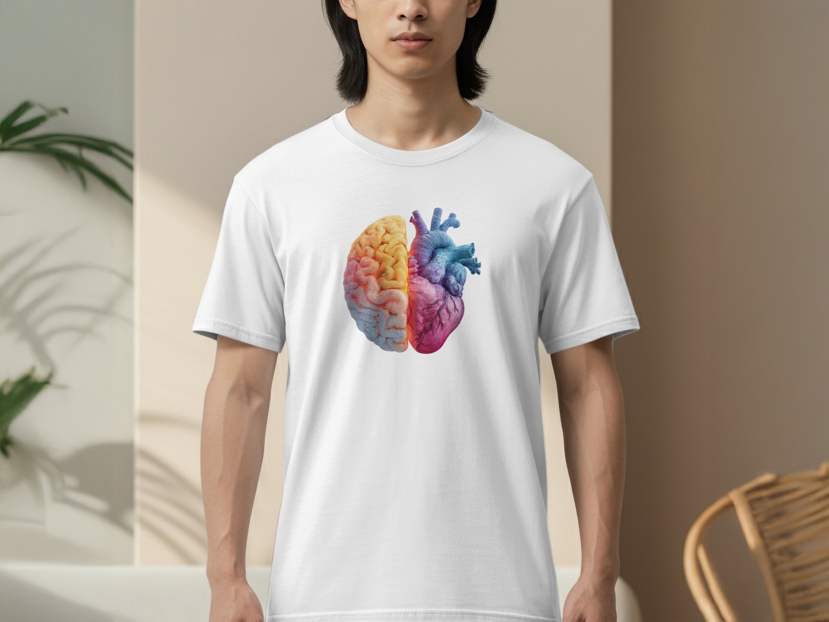 Colorful Brain and Heart Science Graphic Tee