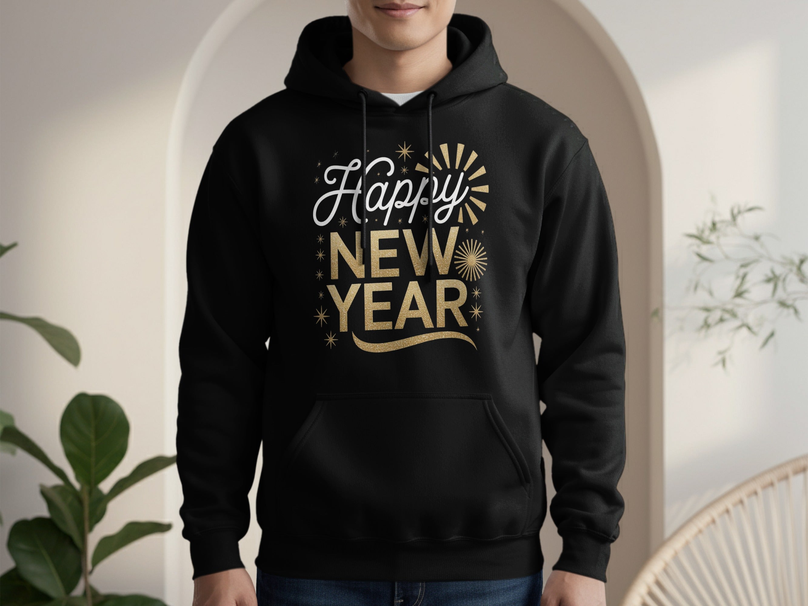 Happy New Year Fireworks Hoodie Festive Sweatshirt Gift