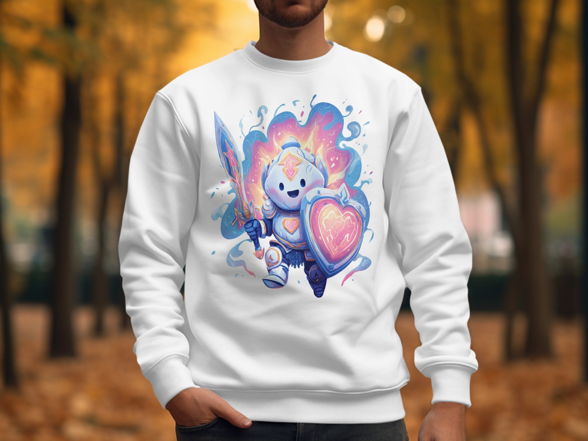 Cute Cartoon Knight with Sword and Shield Sweatshirt